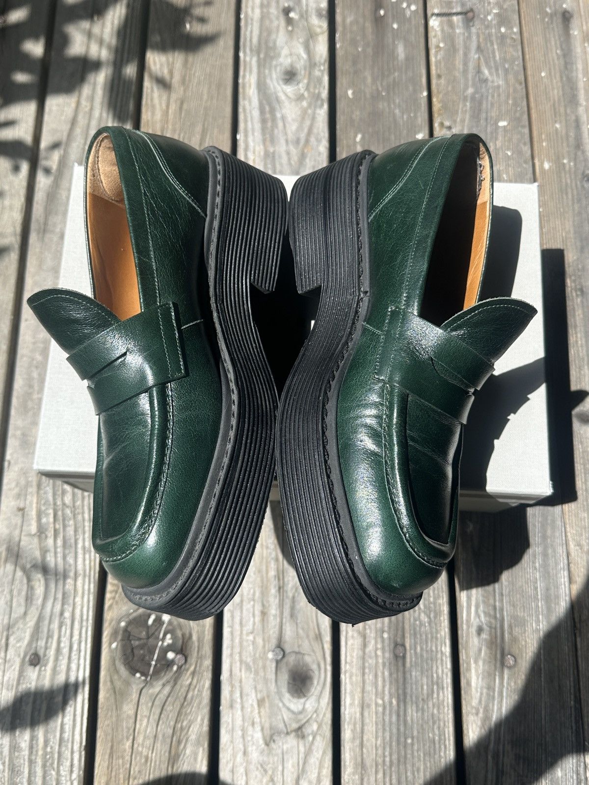 Marni Green Leather Penny Loafers