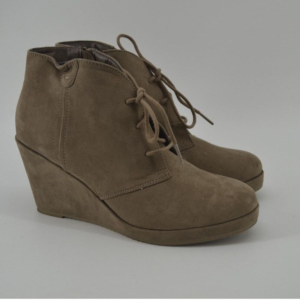 Merona Merona Size 8.5 Taupe Tan Boot Faux Suede Wedge Lace Women's Size US 8.5 / IT 38.5 - 11 Thumbnail