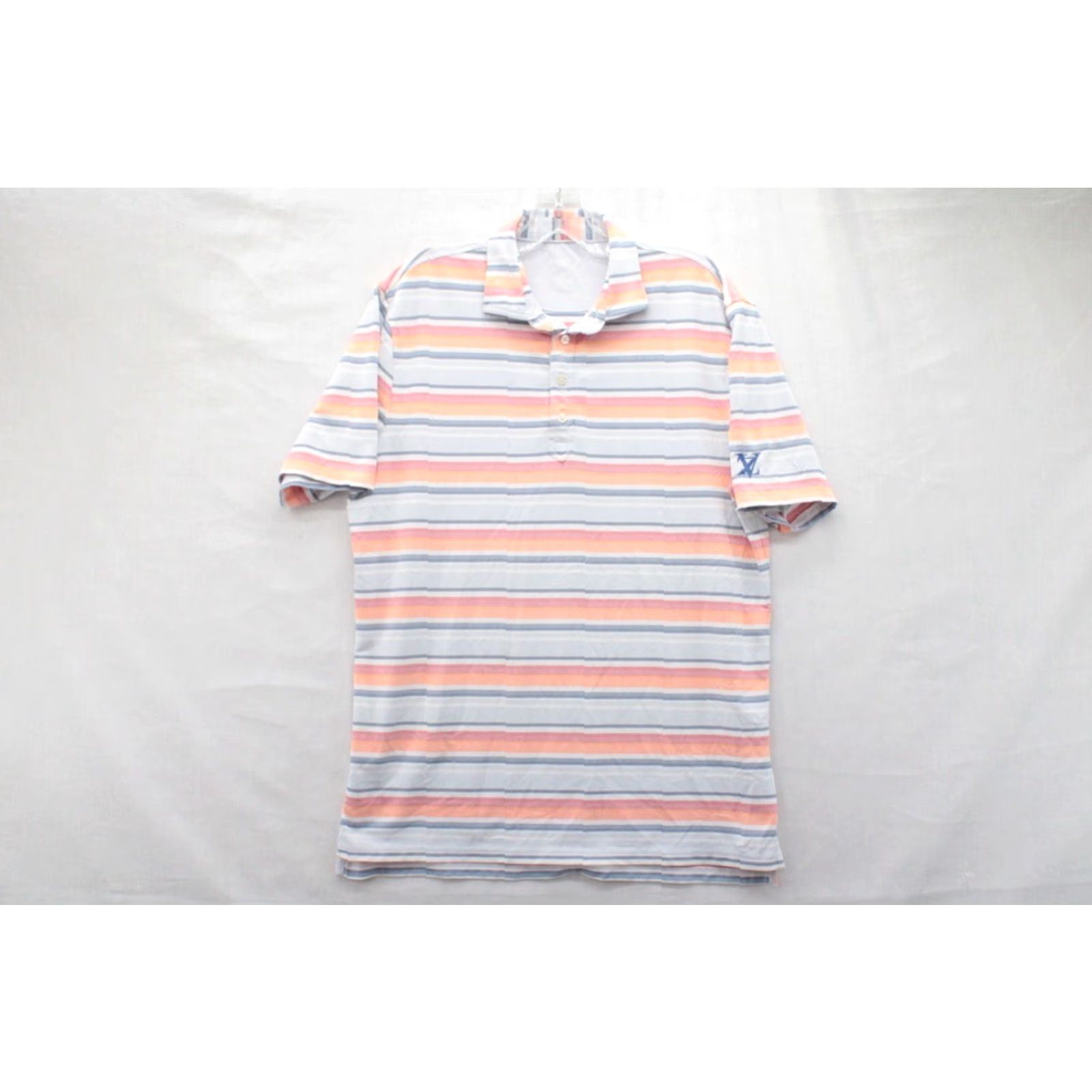 johnnie-O Johnnie O Polo Shirt Men's M Orange Gray Blue Stripes Golf Embroidered Logo Shirt Polo Short Sleeve Collared 30 in Multicolor Pattern Striped Size US M / EU 48-50 / 2 - 2 Thumbnail