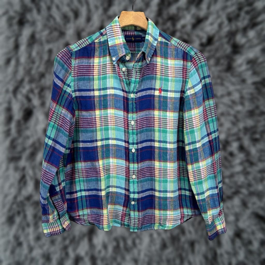 Ralph Lauren Ralph Lauren Linen Button-Up Shirt Mens Small Plaid Beach Vacation Casual Woven Collared Size US S / EU 44-46 / 1 - 1 Thumbnail