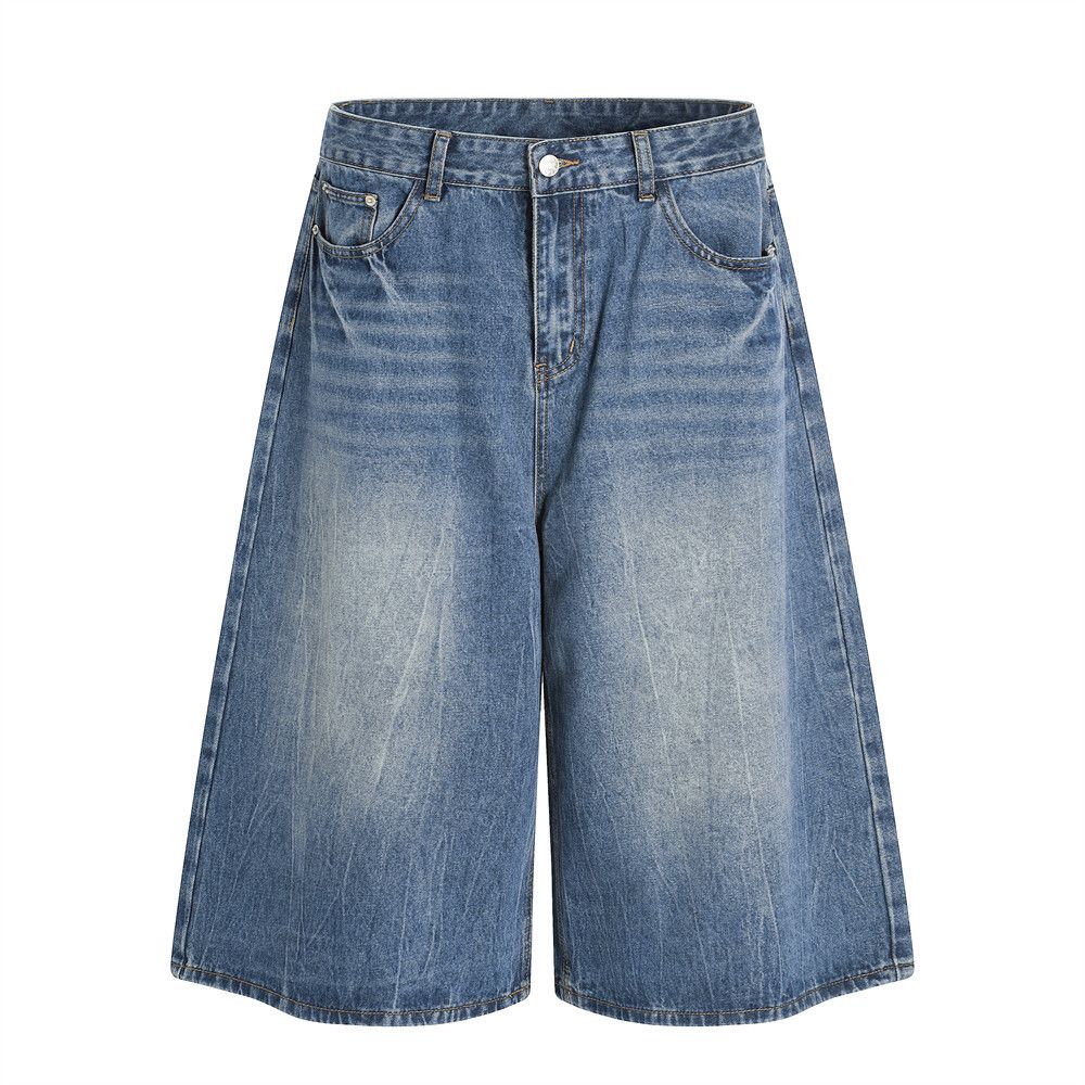 Japanese Brand × Jean Men's casual loose washed lightning pattern denim shorts Size US 32 / EU 48 - 1 Thumbnail