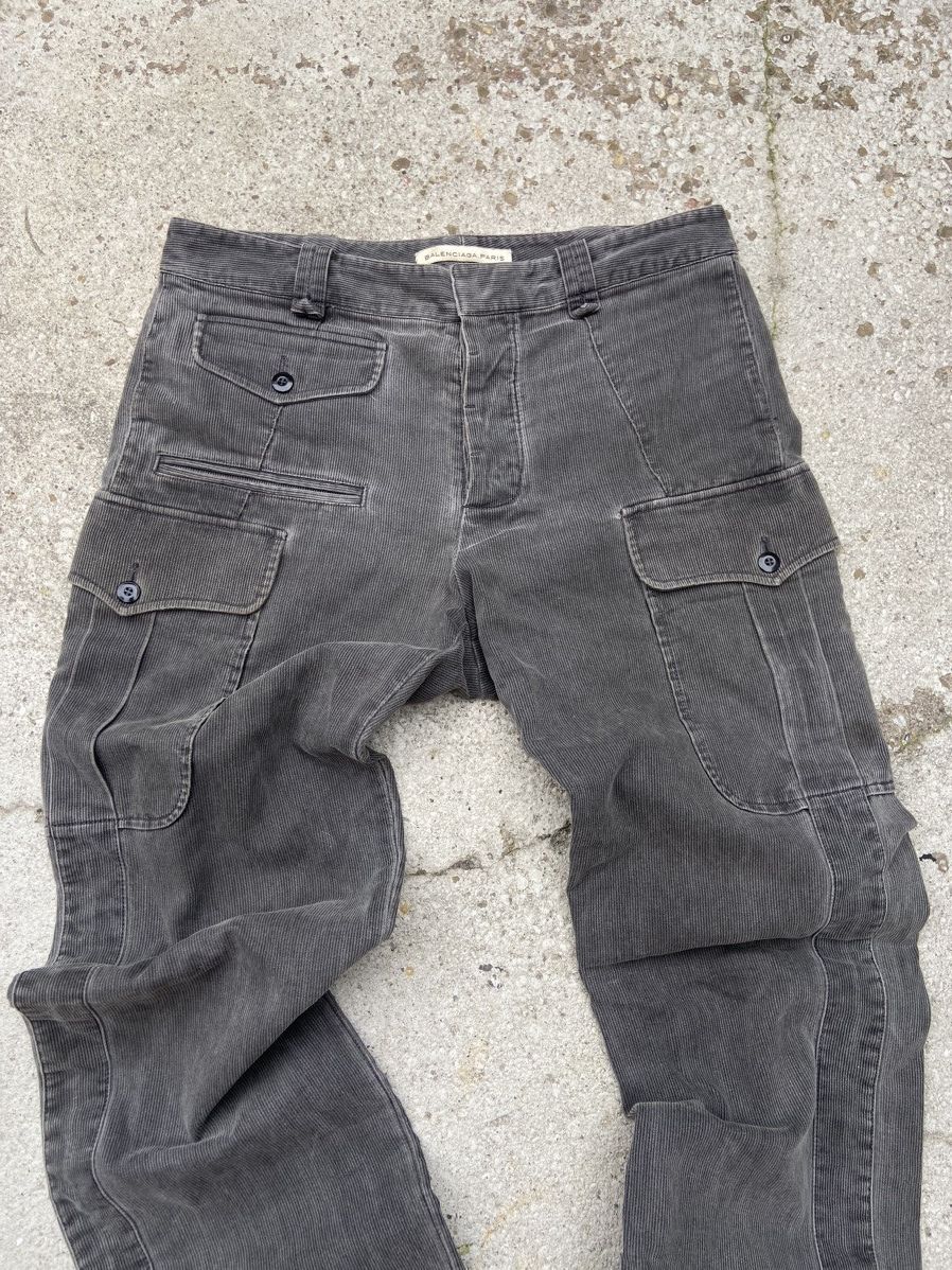 Balenciaga × Vintage STEAL🔥Vintage Balenciaga Grey Corduory Cargo Pants Size US 30 / EU 46 - 2 Thumbnail