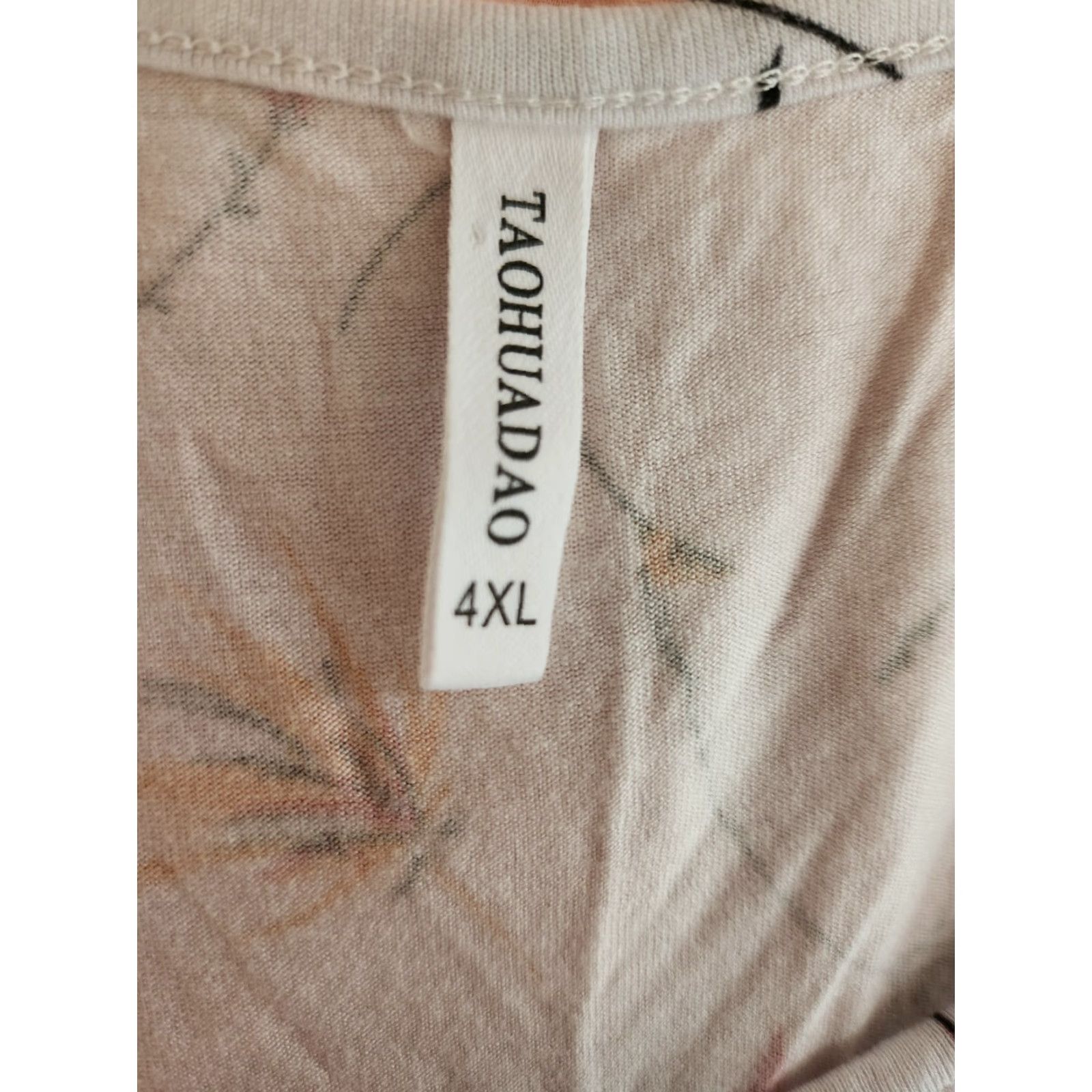 Vintage Taohuadao White Lace Trim Floral Print Short Sleeve Casual Top Shirt 4XL Size XXL / US 16-18 / IT 52-54 - 6 Thumbnail