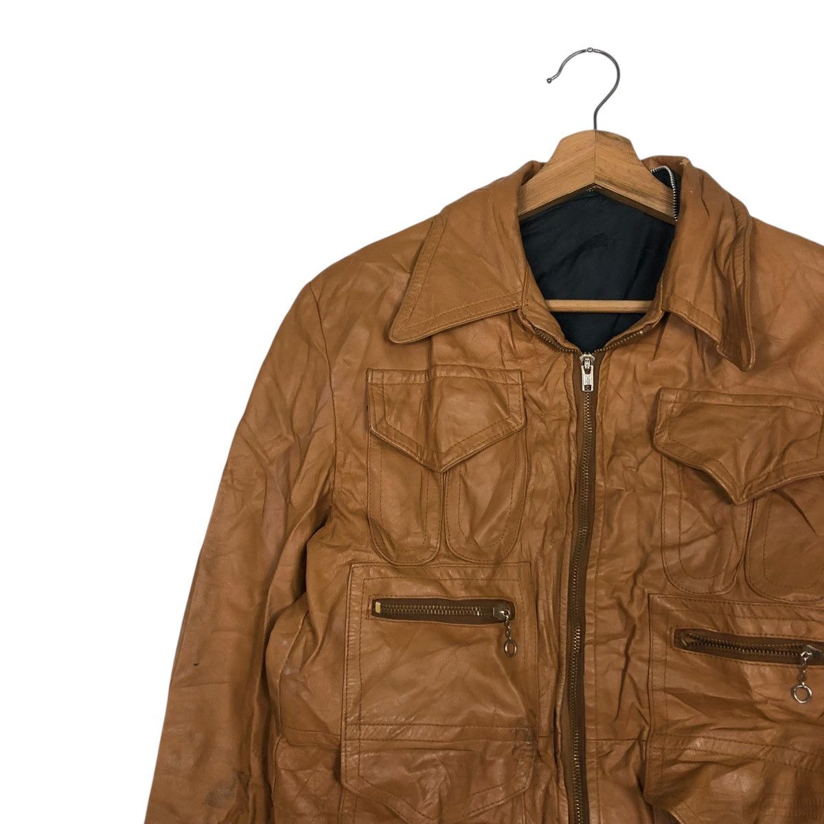 Japanese Brand 🔥CROPPED BIKER LEATHER JACKET UNBRANDED ISSEY MIYAKE Size US M / EU 48-50 / 2 - 9 Thumbnail