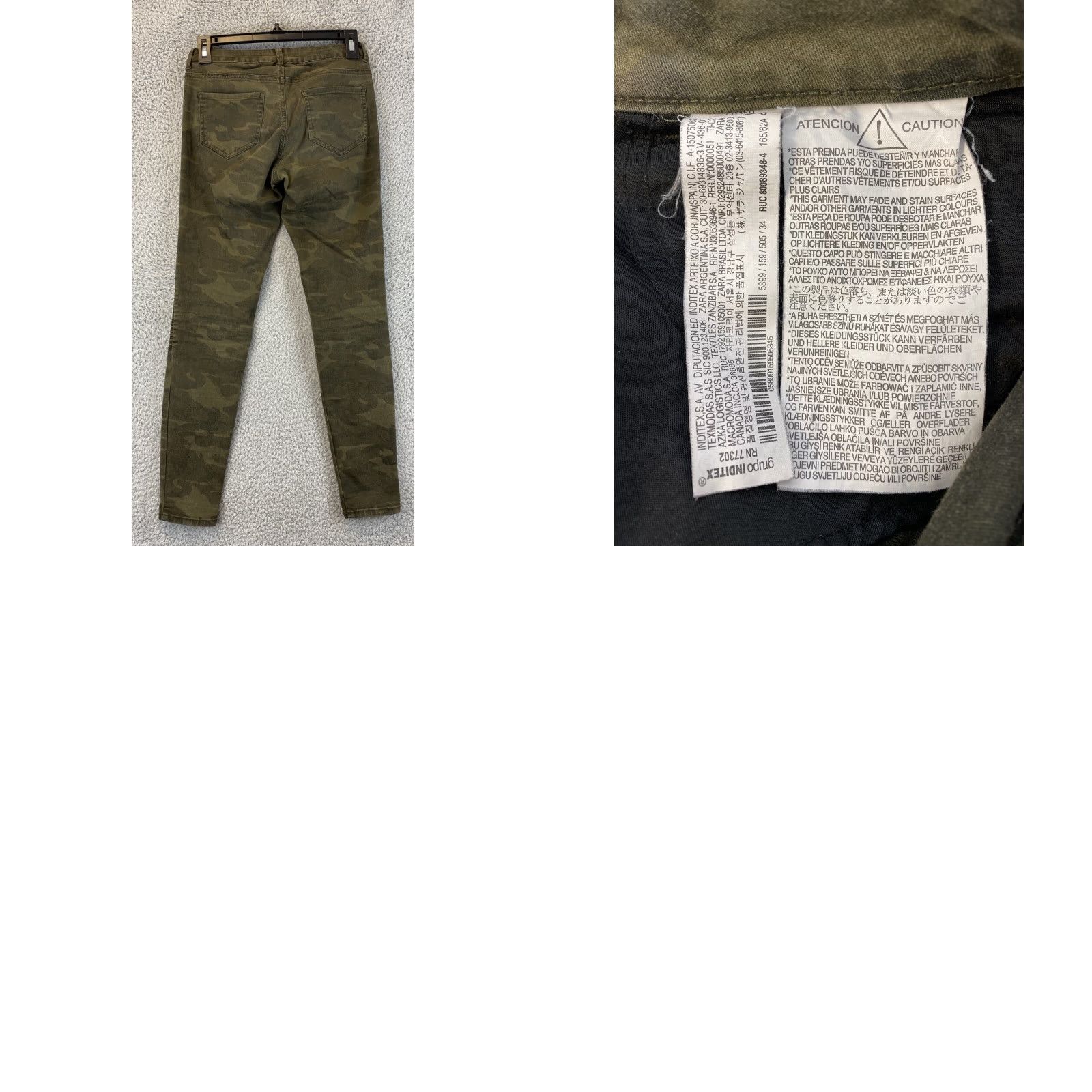 Zara Zara Skinny Stretch Camo Green Jeans Pants Womens (Size US2) / 48-14 Size 26" / US 2 / IT 38 - 8 Thumbnail