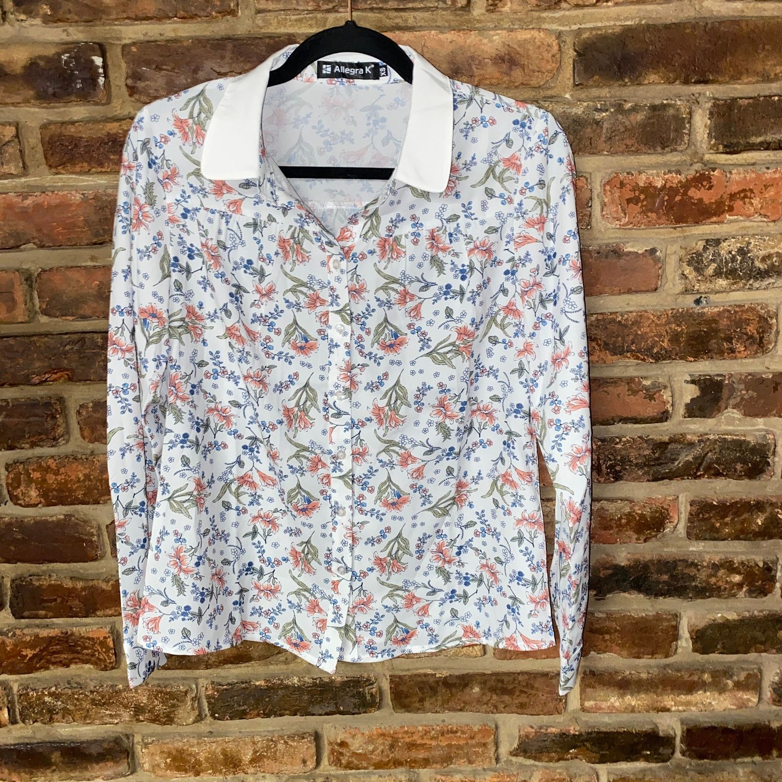 Other Allegra K White Floral Long Sleeve Button Down Shirt Size XS Size XS / US 0-2 / IT 36-38 - 1 Thumbnail