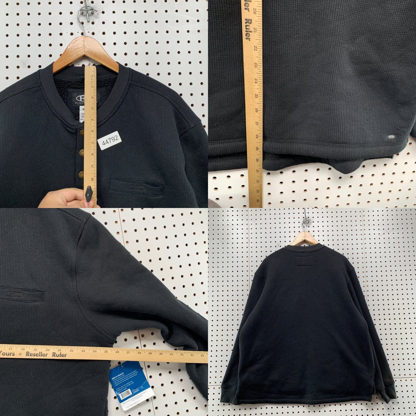 Vintage Rugged Wear Henley Sweatshirt Mens XL Black Lined Thermal Heavyweight Sherpa Thermal Size US XL / EU 56 / 4 - 8 Thumbnail