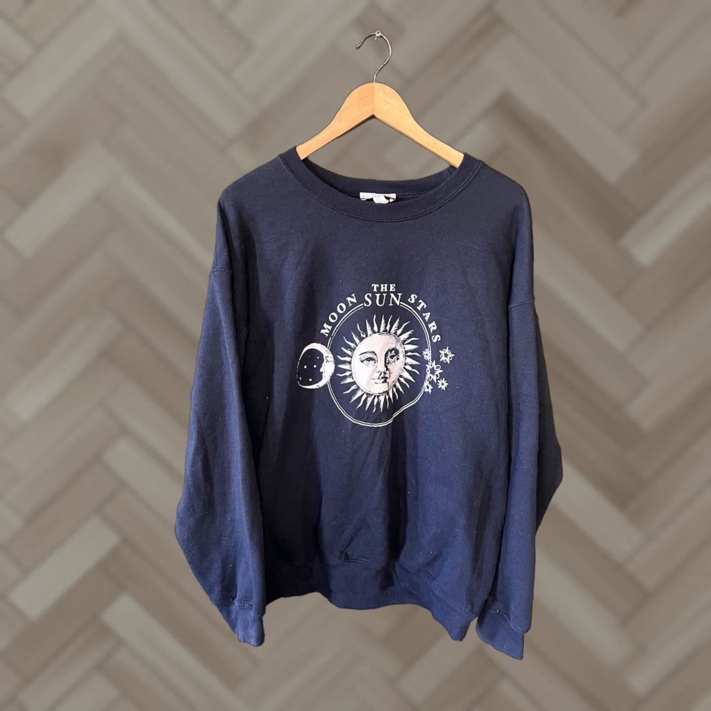 Topshop Topshop Womens Sweatshirt Moon Sun Stars Blue Pullover Size 12 Size XL / US 12-14 / IT 48-50 - 1 Thumbnail