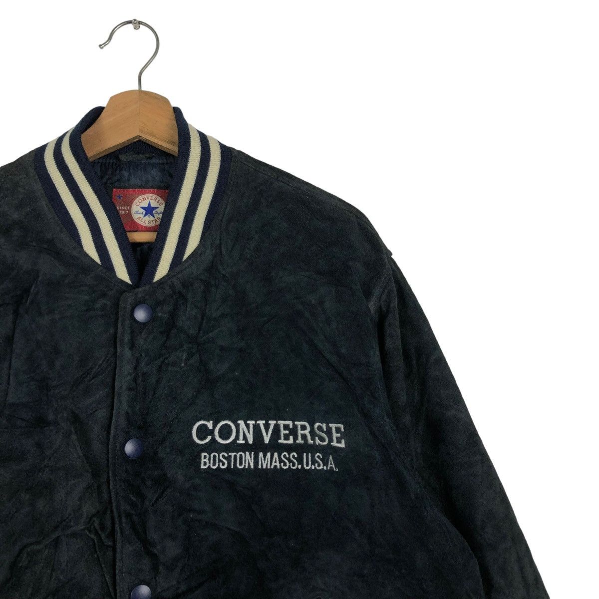 Converse 🔥90’s VTG LEATHER BOMBER JACKET CONVERSE ALL STAR BOSTON Size US L / EU 52-54 / 3 - 4 Thumbnail