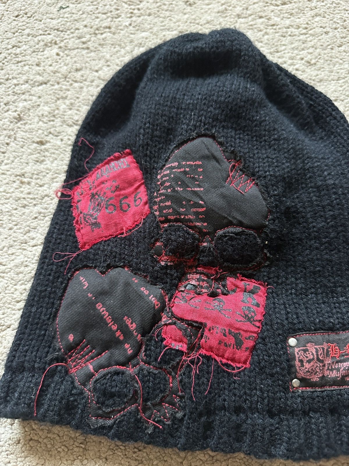Japanese Brand 2000s H Naoto Patchwork Skull Beanie Size ONE SIZE - 2 Thumbnail