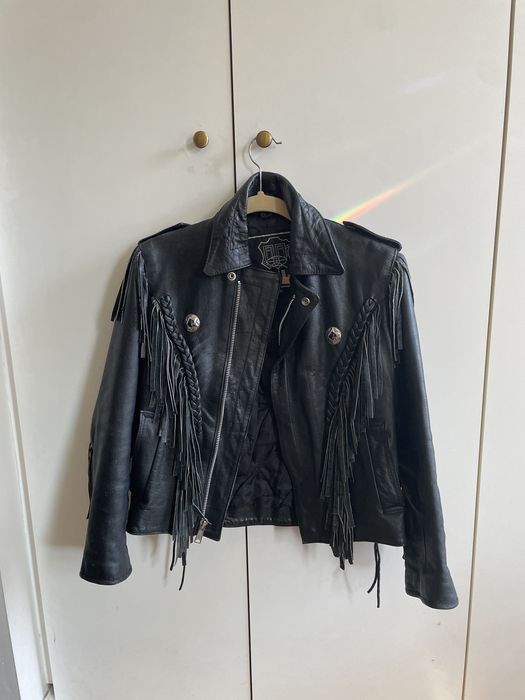 Unik leather hotsell jacket with fringe