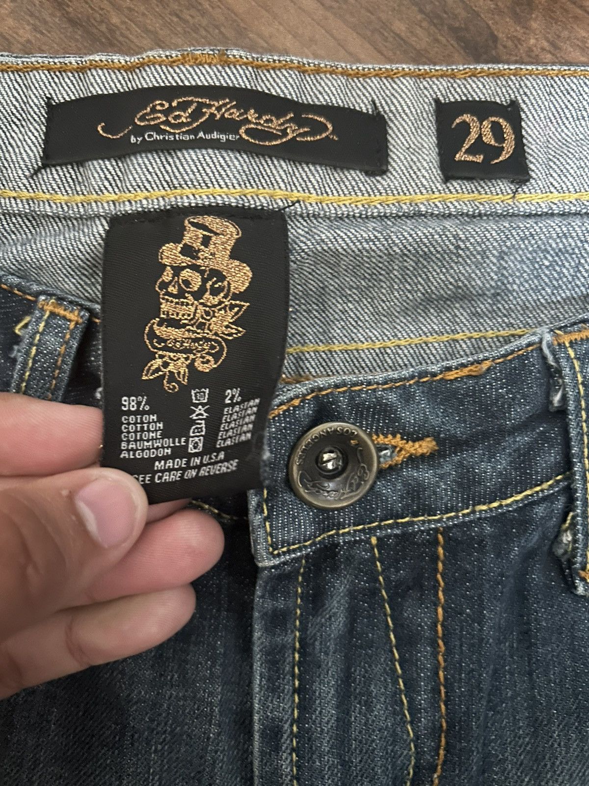 Ed Hardy Christian Audigier Ed Hardy Size 29 Denim Jeans Skull Pocket Size 29" - 2 Thumbnail