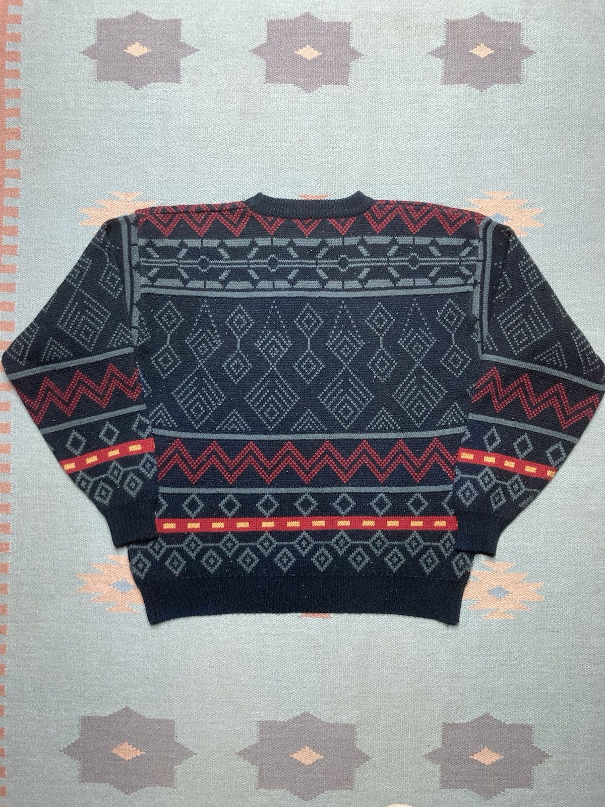 Sears × Vintage Vtg acrylic knit sweater sears geometric abstract grandpa L Size US L / EU 52-54 / 3 - 5 Thumbnail