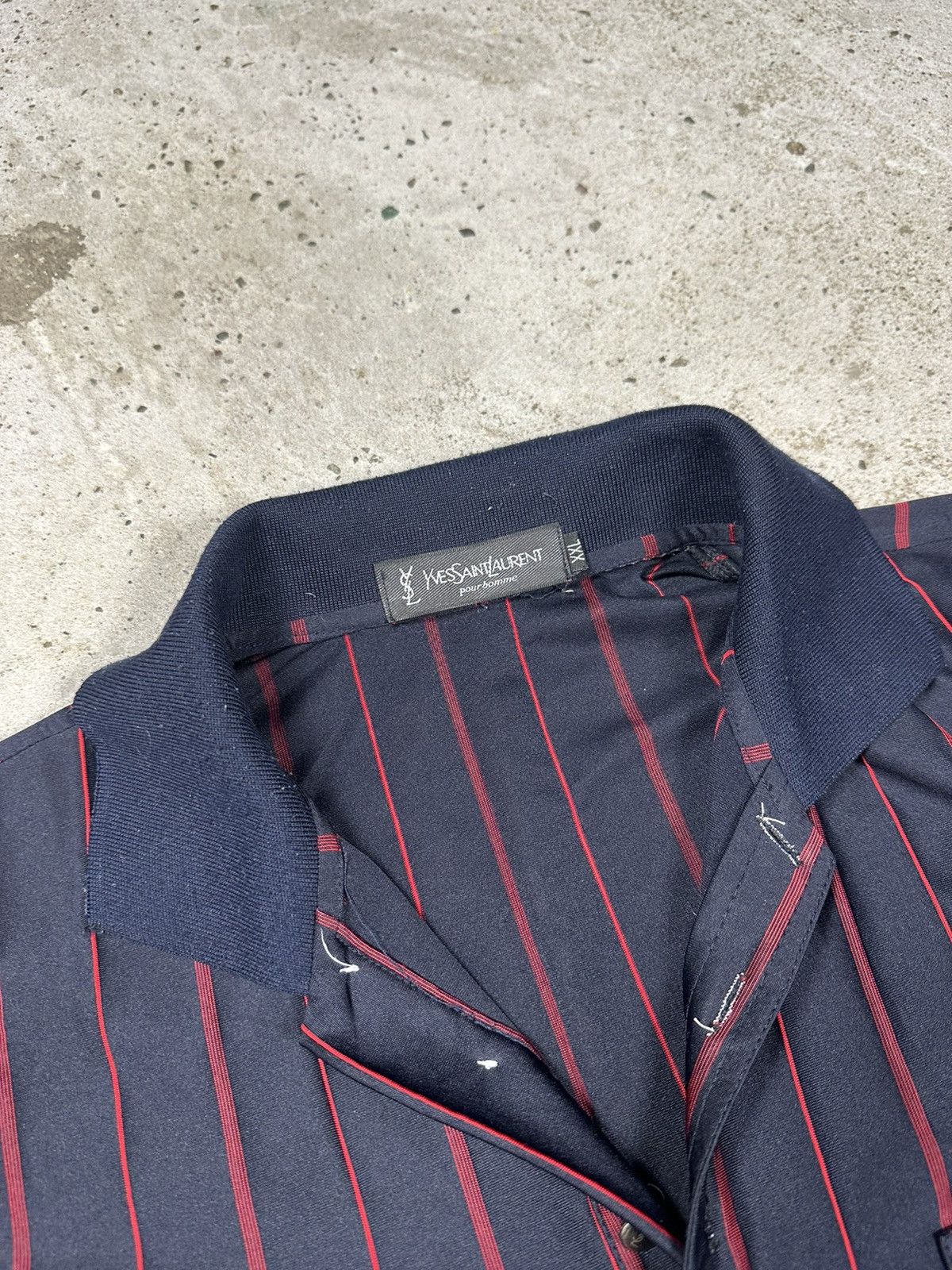 Yves Saint Laurent Vintage 90s Yves Saint Laurent Silk Striped Polo Tee T Shirt Size US L / EU 52-54 / 3 - 6 Thumbnail