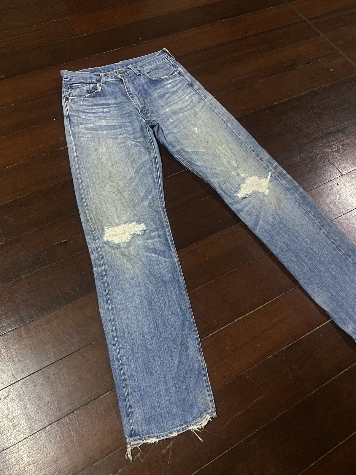 Levi's Vintage Clothing FIRE 🔥 VINTAGE 90s LEVIS BIG E 502 LVC distressed SELVEDGE Size US 33 - 2 Thumbnail