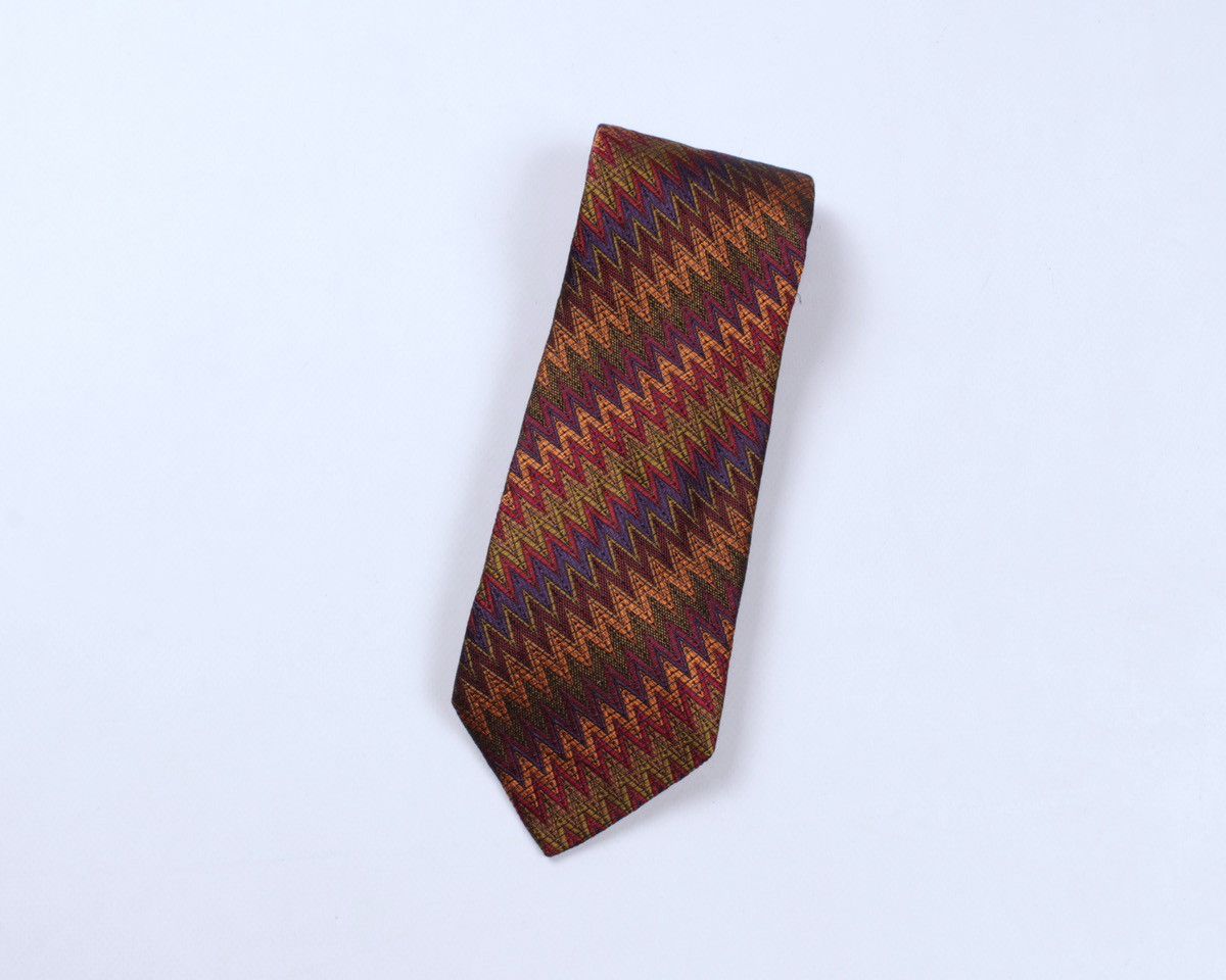 Designer × Missoni × Vintage MISSONI Cravatte Vintage Geometric Zig Zag Chevron Silk Tie Size ONE SIZE - 1 Thumbnail