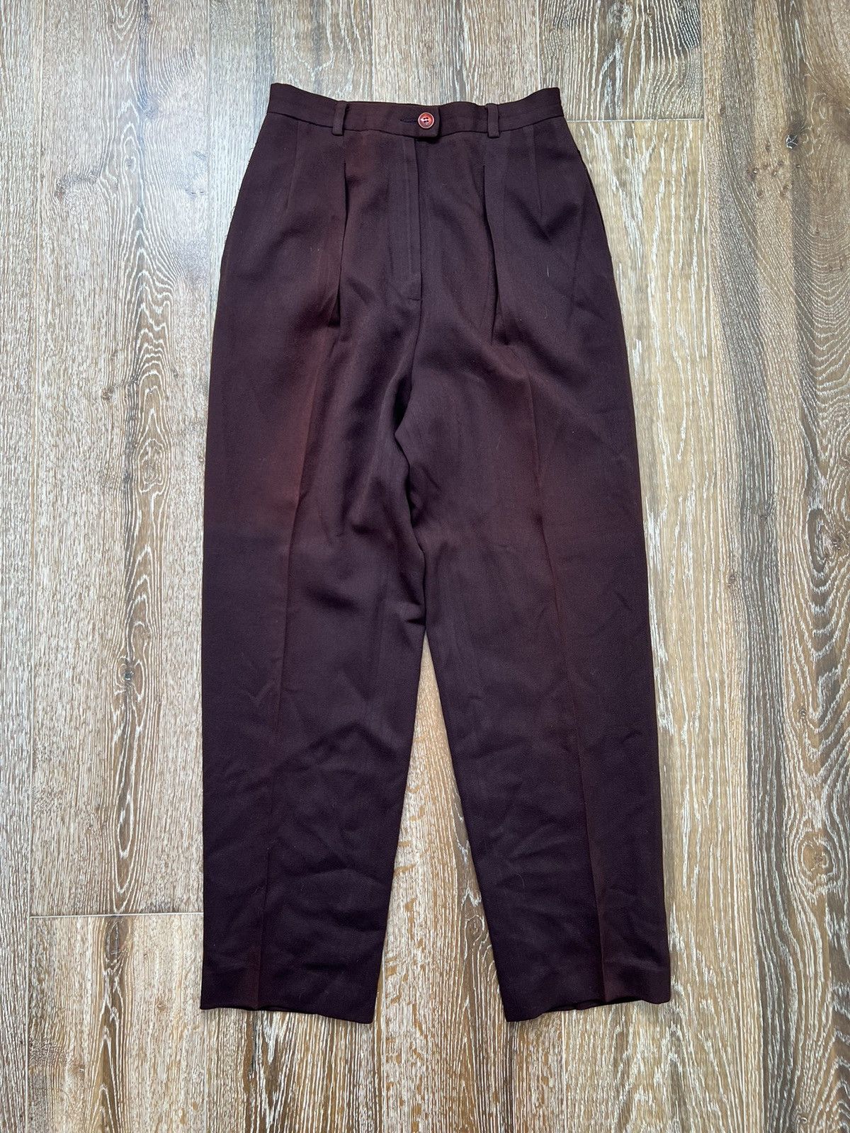 image of Kenzo Studio Wool Trousers in Burgundy Red, Women's (Size 26)