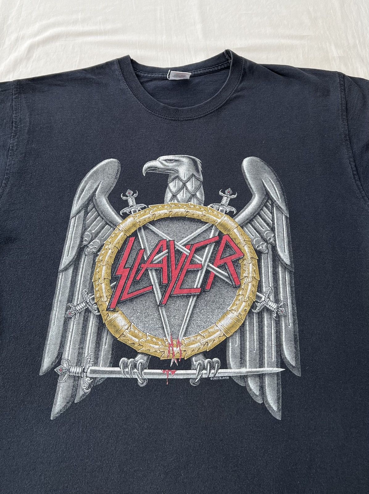 Band Tees Vintage 2003 Slayer Eagle Metal Band Black T-shirt Size US L / EU 52-54 / 3 - 5 Thumbnail