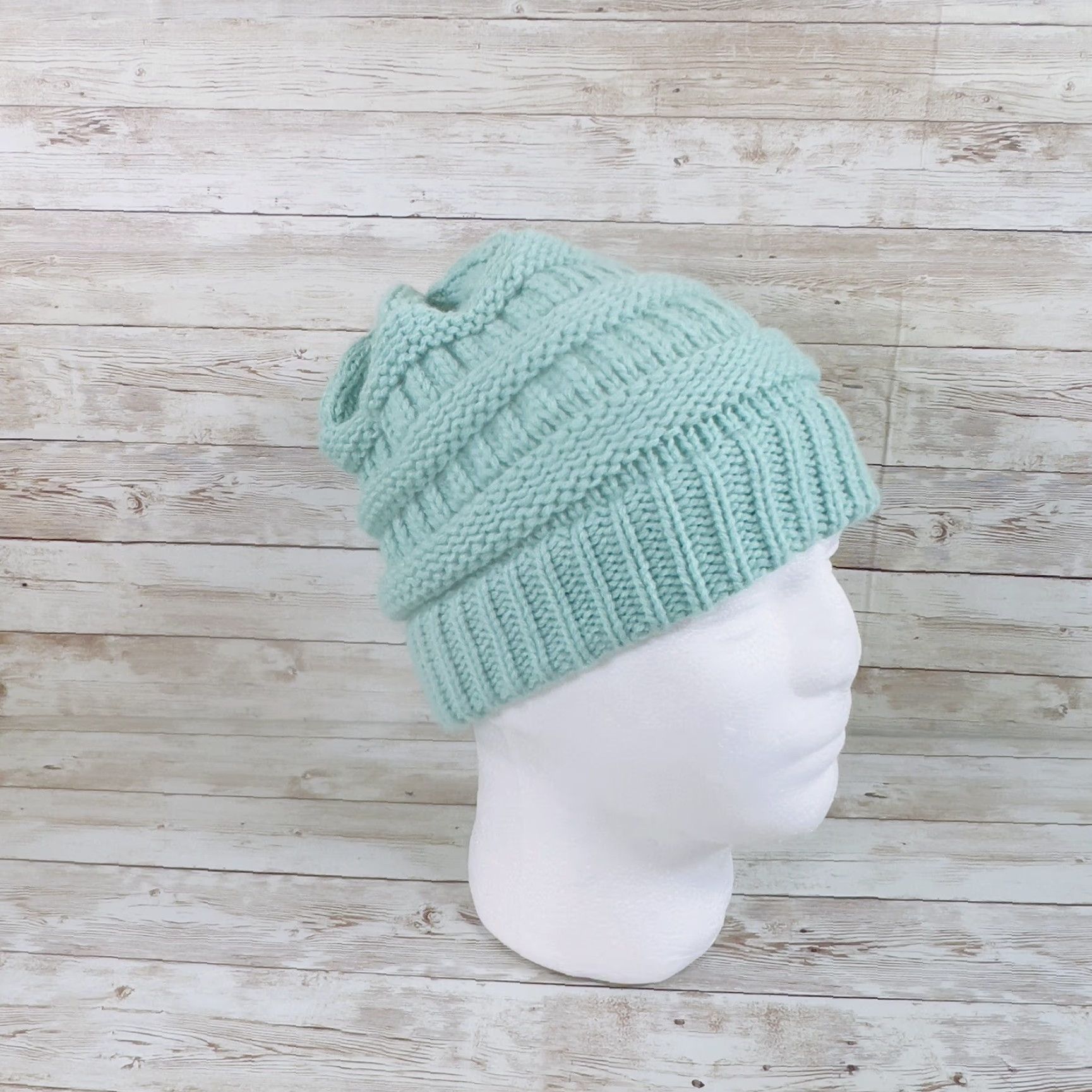 Vintage C.C Beanie Adults Unisex Knit Acrylic Fall Winter Solid Cable Stylish Warm One Size Mint Size ONE SIZE - 2 Thumbnail