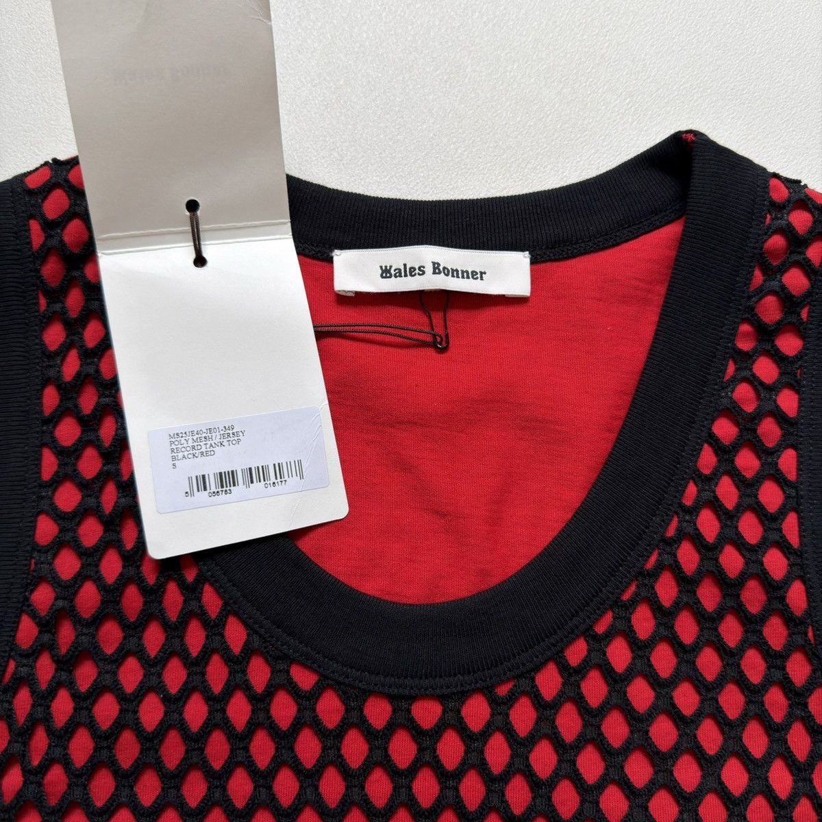 Wales Bonner ‘Record’ Black/Red Mesh Vest Size US M / EU 48-50 / 2 - 6 Thumbnail