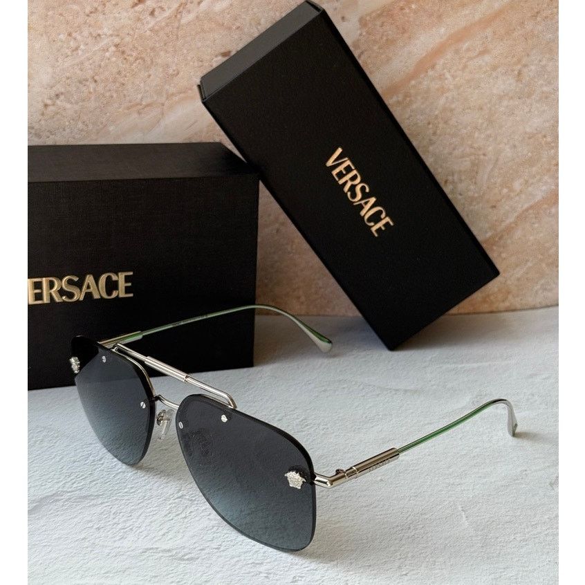 Versace NEW Versace VE2296 Aviator Sunglasses in Silver Grey Size ONE SIZE - 1 Thumbnail