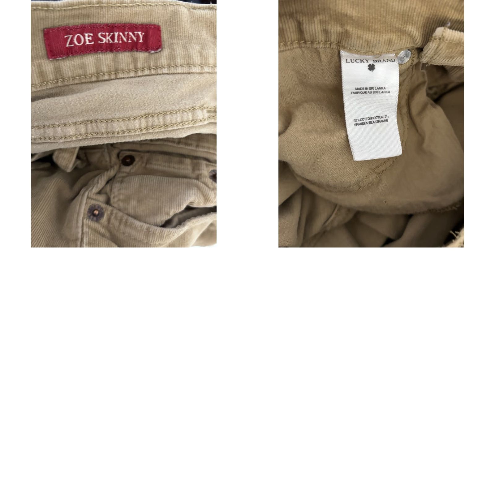 Lucky Brand Lucky Brand Women's Zeo Skinny Corduroy Jeans 5-Pocket Button Zip Green size 2/26 Regular Adult Womens Size ONE SIZE - 8 Thumbnail