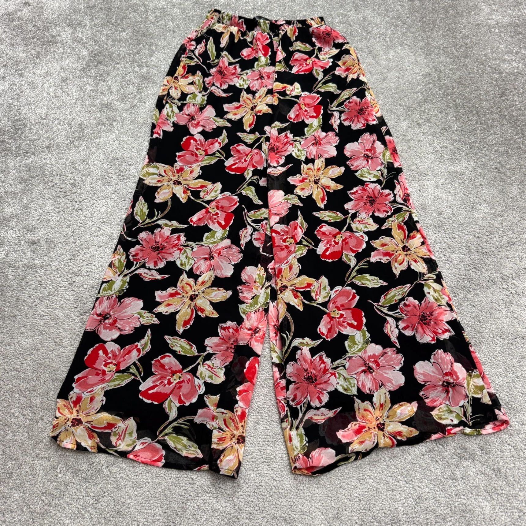 Lulus Lulus Pants Palazzo Wide-Leg Pull On Floral Black XS Womens Bohemian Beach Spring Summer Fall Size 26" / US 2 / IT 38 - 4 Thumbnail