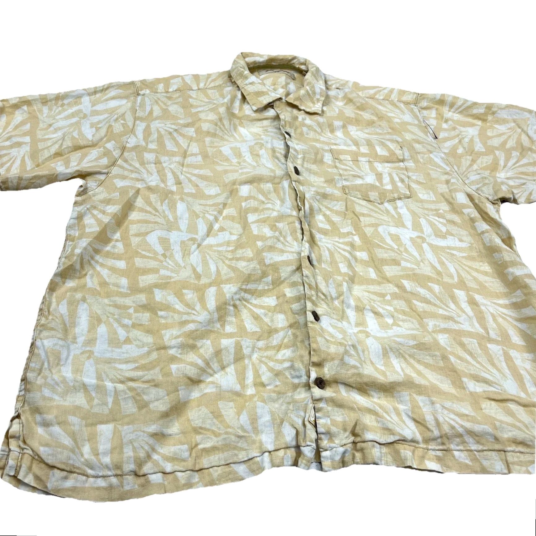 Tommy Bahama Tommy Bahama Shirt Men XL Yellow Linen Button Up Hawaiian Camp Pocket Beach Size US XL / EU 56 / 4 - 3 Thumbnail