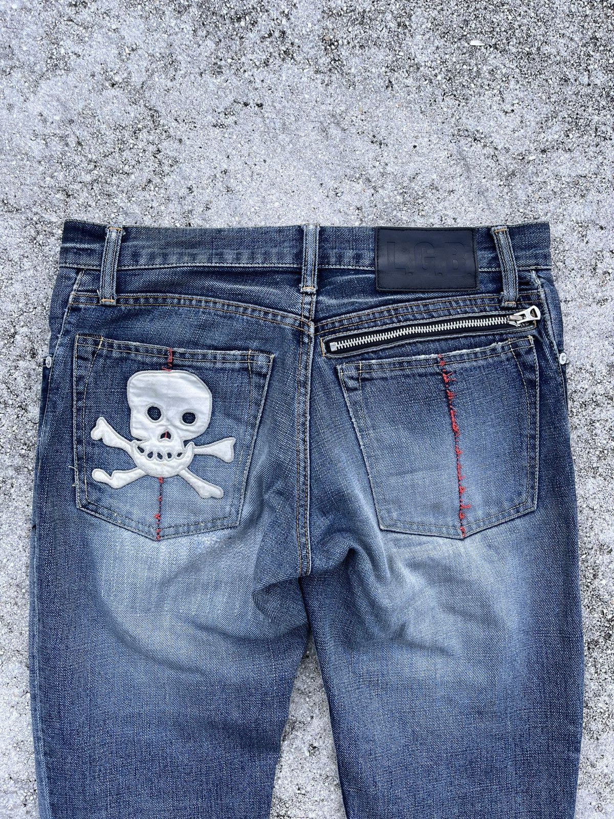 Le Grande Bleu (L.G.B.) LGB Crazy Skull Patch Bootcuts Size US 29 - 3 Thumbnail