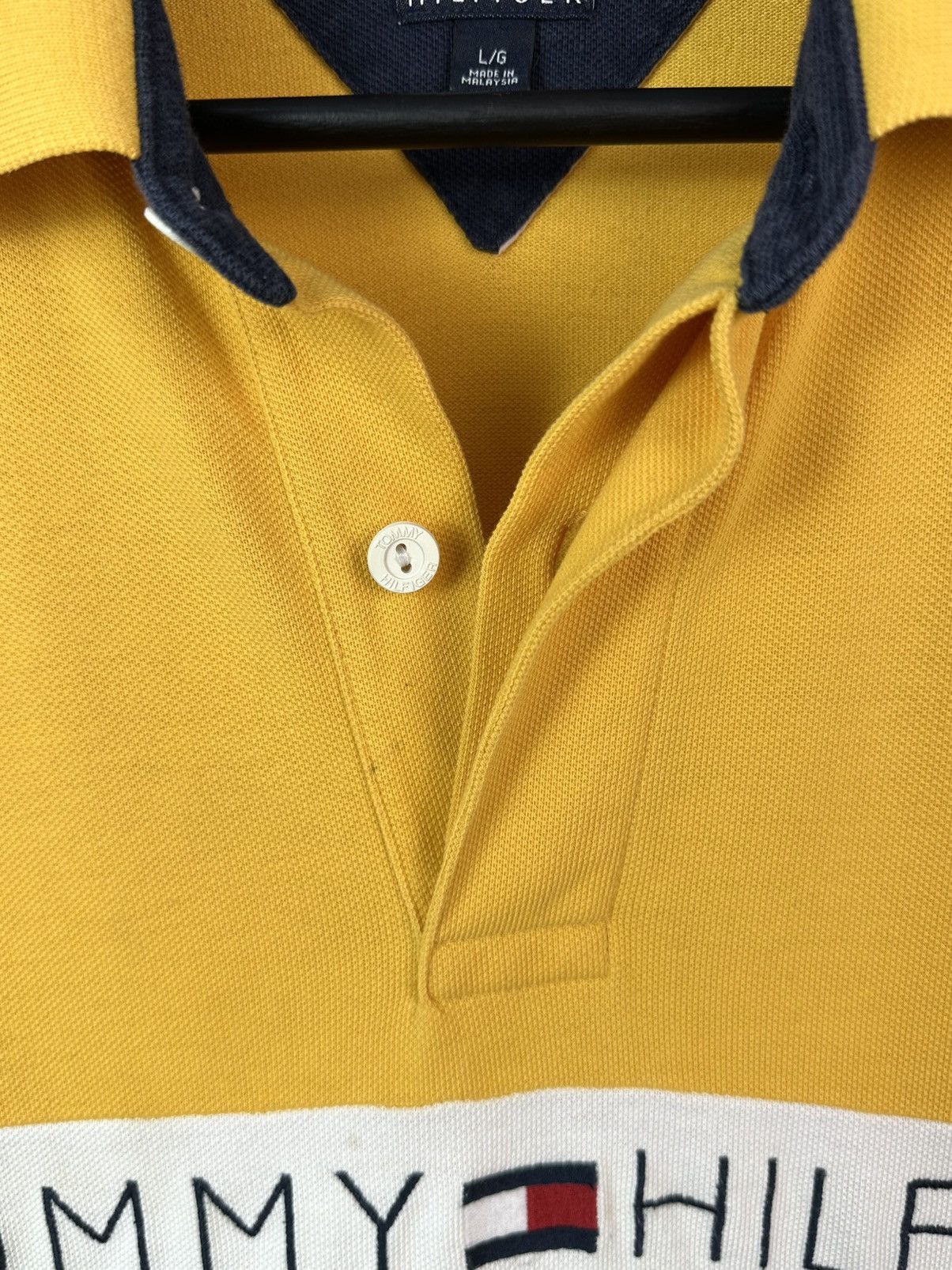 Tommy Hilfiger Vintage Tommy Hilfiger Yellow Cotton Rugby Long Sleeve Polo Size US L / EU 52-54 / 3 - 4 Thumbnail