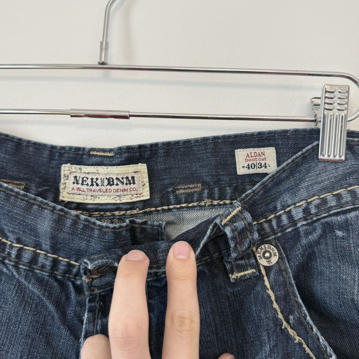 Mek Denim Vtg 2000s Mek Bootcut Faded Distressed Baggy Jeans Y2K Size US 39 - 10 Thumbnail