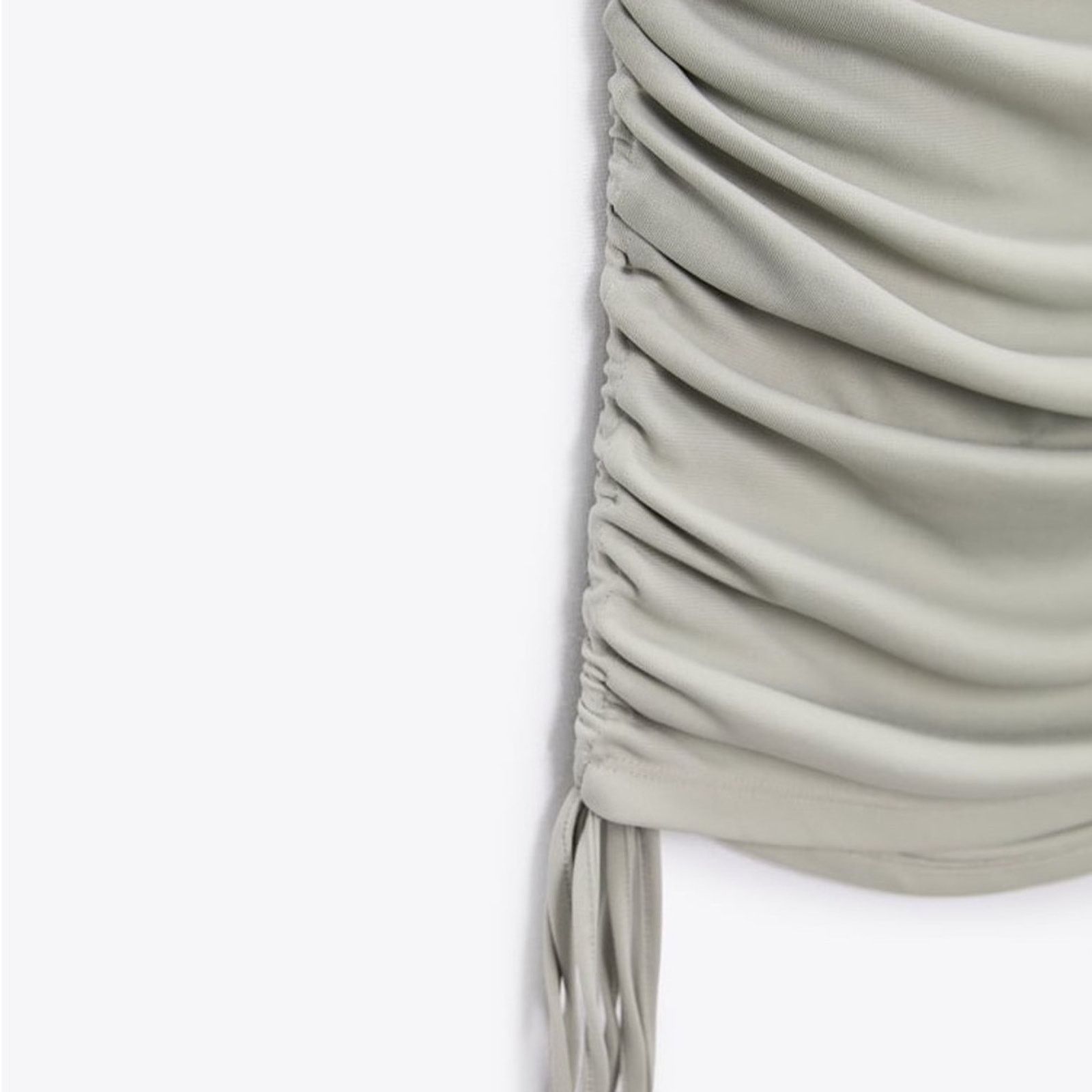 Zara ZARA ASYMMETRICAL DRESS WITH RUCHING LIGHT GREEN Size L / US 10 / IT 46 - 15 Thumbnail