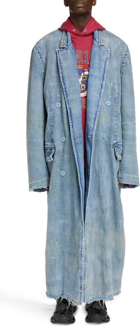 Balenciaga Boxy Double Breasted Denim Coat | Grailed