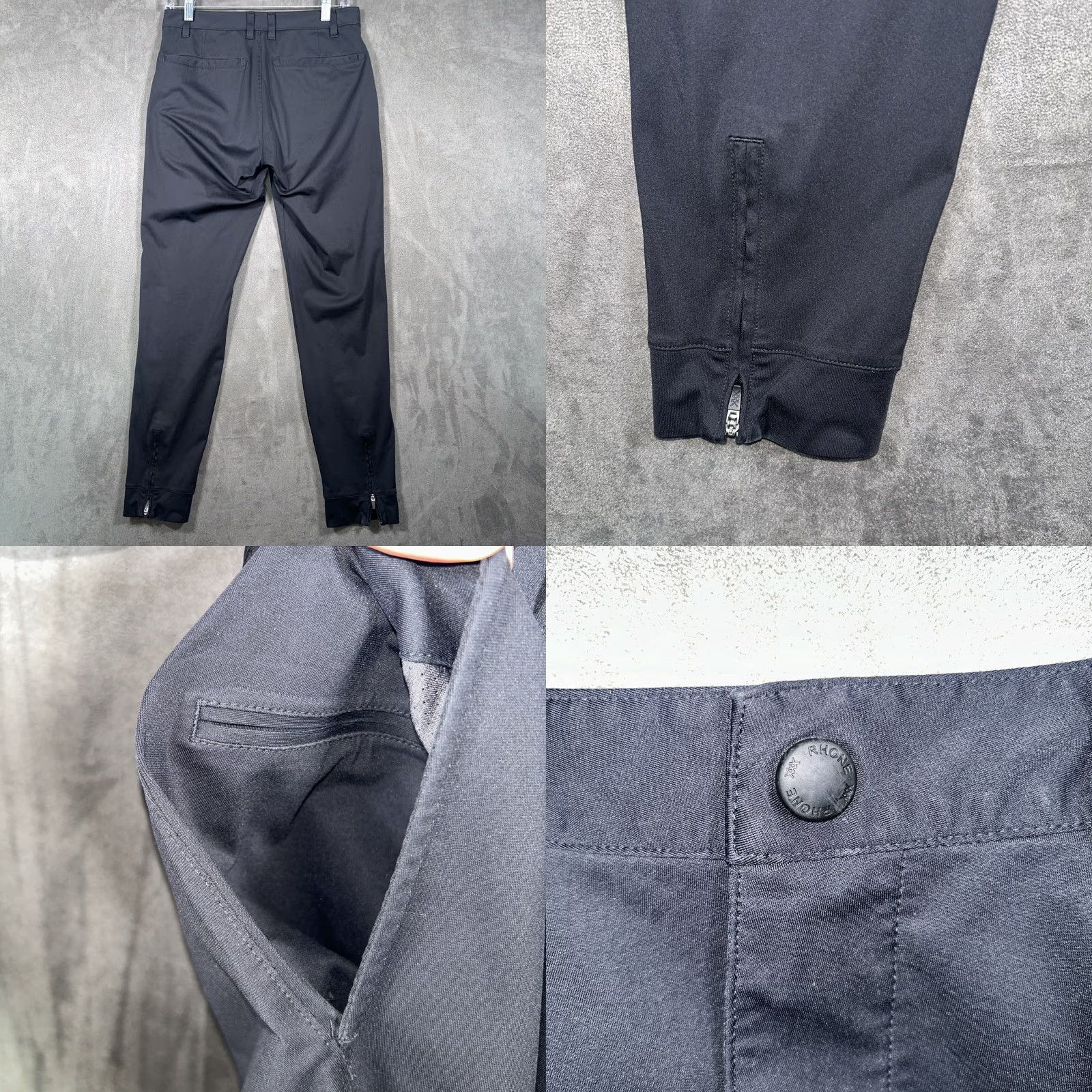 Rhone Rhone Jogger Pants Mens 28 Black Zip Ankle Stretch Tapered Fit Regular Inseam 29 City Vintage: No Size US 28 / EU 44 - 8 Thumbnail