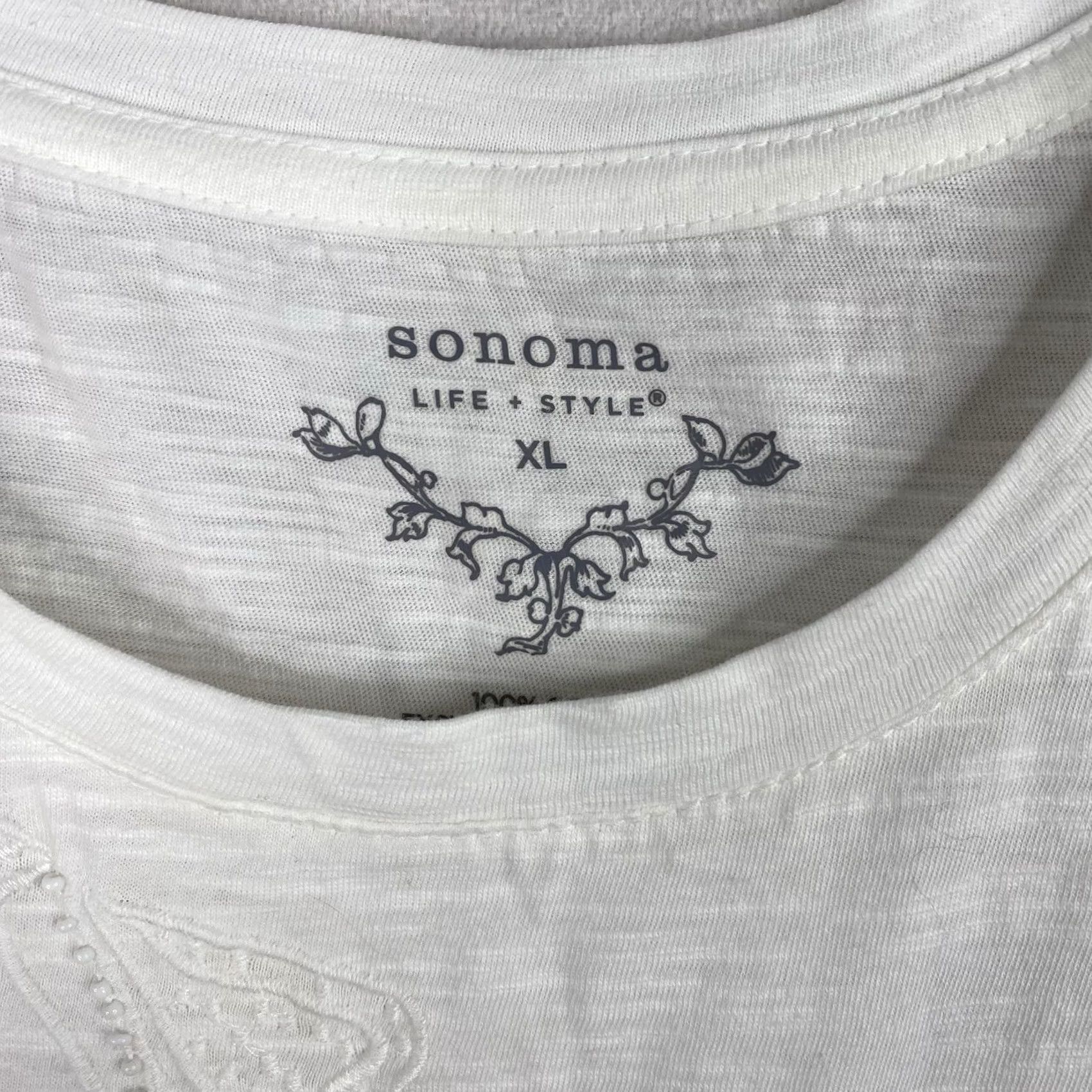 Pinko SONOMA Womens Tee Shirt XL Pink White Ombre Embroidered Floral Boho Y2K 90s Shirt Womens XL Pink White Ombre Floral Embroidered 90s T-Shirt Size XL / US 12-14 / IT 48-50 - 3 Thumbnail