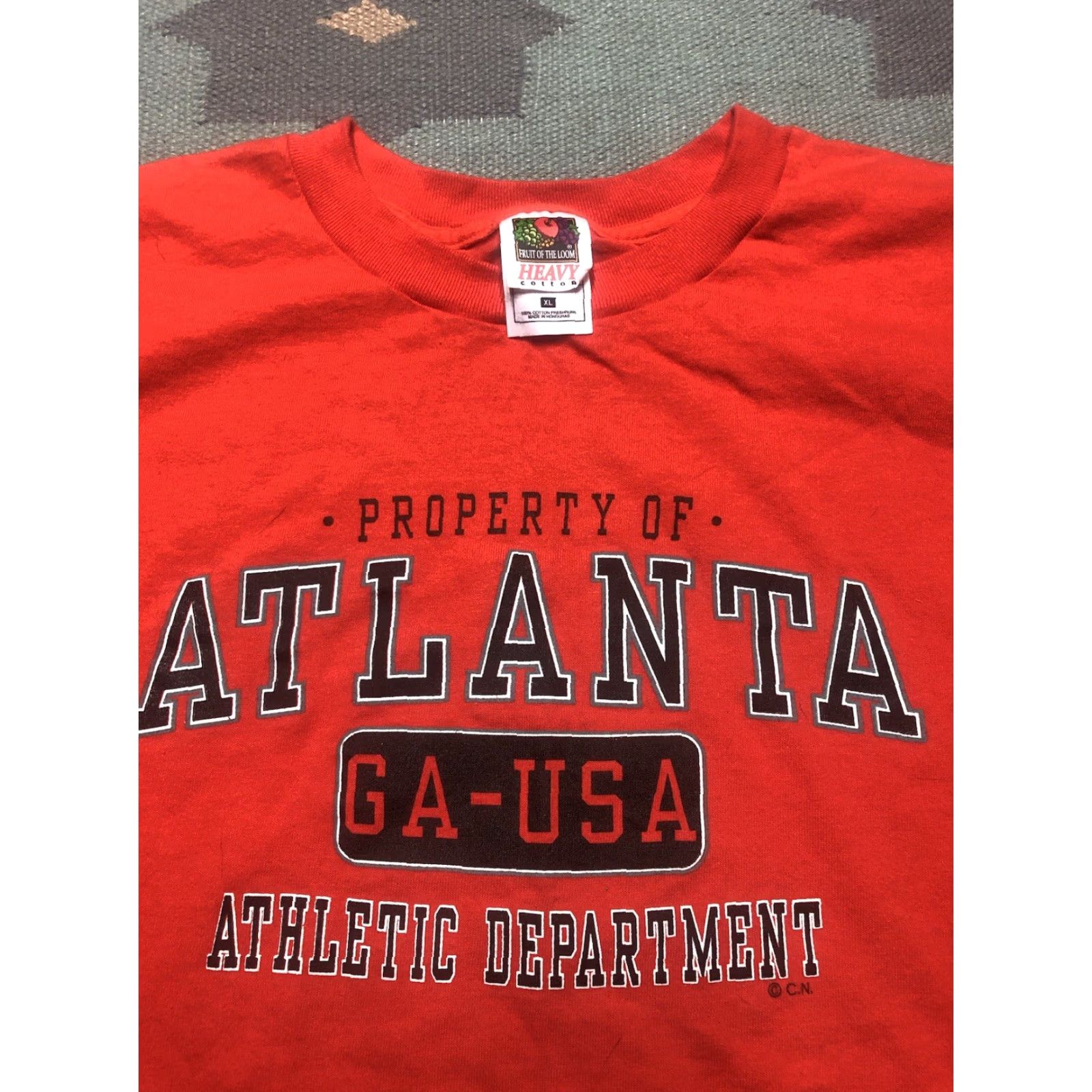 Vintage VINTAGE 90s T Shirt Atlanta Property Of Athletic Department NOS FOTL XL Shirt Men Orange 90s Athletic G3 Size US XL / EU 56 / 4 - 2 Thumbnail