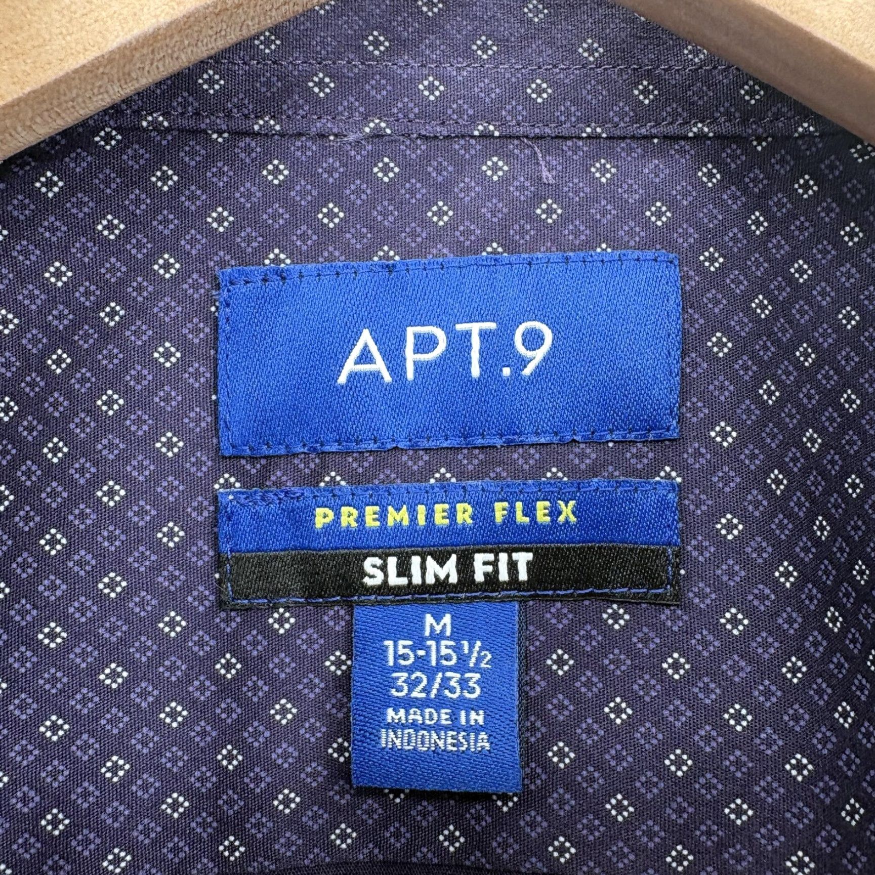 Apt. 9 APT 9 Premier Flex Shirt Mens Medium Purple Slim Fit Wrinkle Resistant Dress Shirt Size US M / EU 48-50 / 2 - 4 Thumbnail