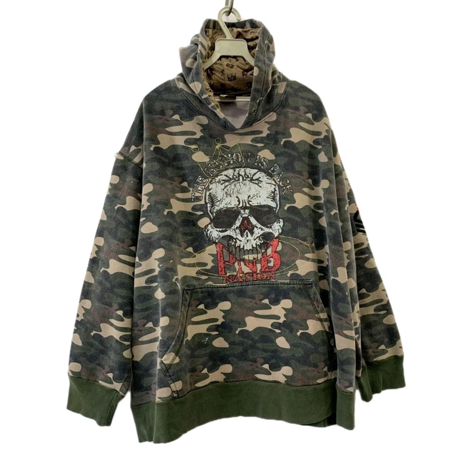Vintage PNB Nation Skull Graphic Camo Hoodie Men’s XL Streetwear Pullover Army Military #107 Size US XL / EU 56 / 4 - 2 Thumbnail