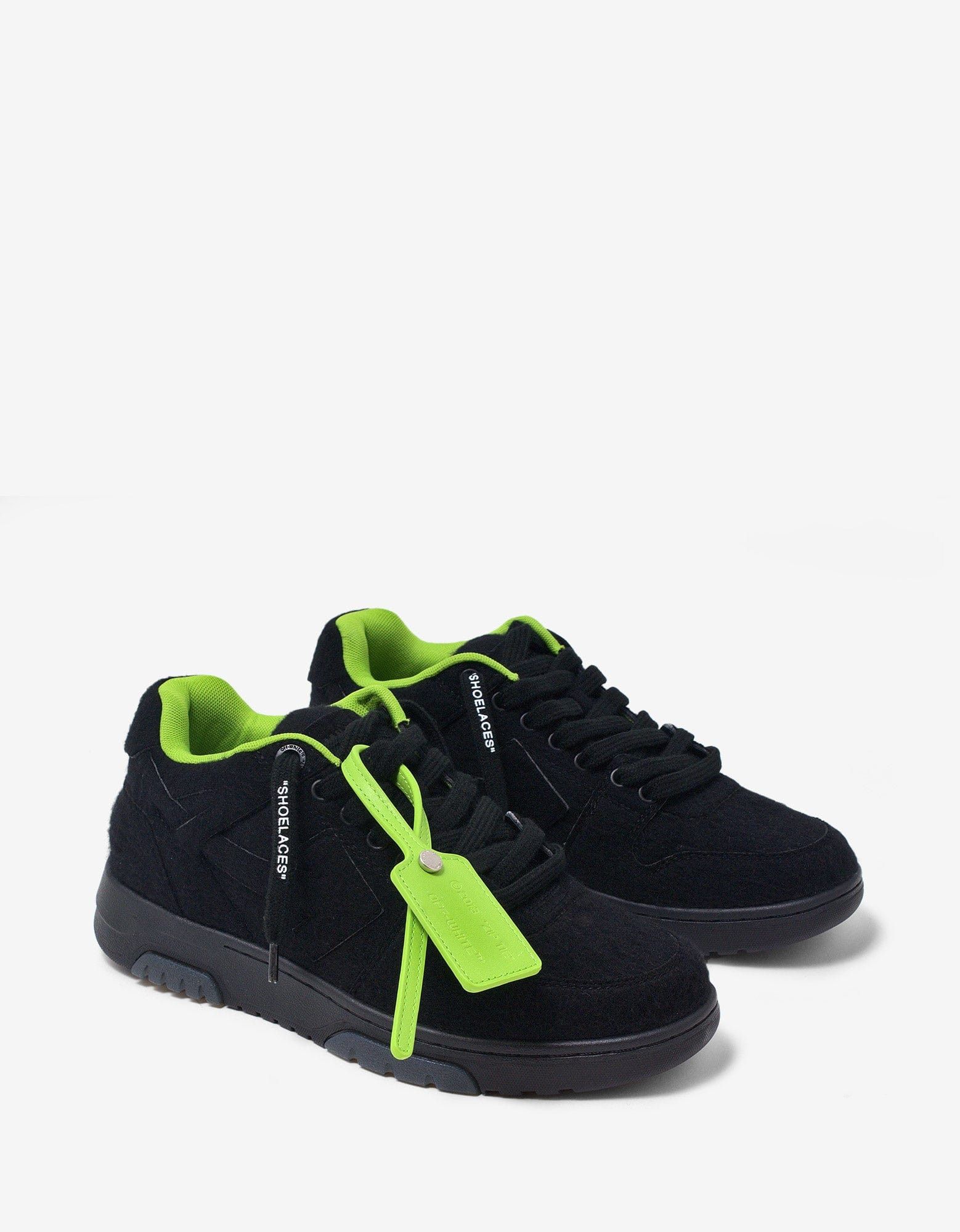 image of Off White Out Of Office Black Wool Trainers Shoes in Black/Green, Men's (Size 8)