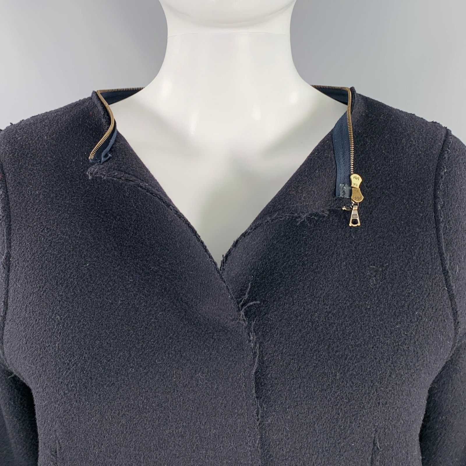 Marni MARNI Size 4 Black Wool Blend Raw Edge Hooded Jacket Size S / US 4 / IT 40 - 2 Thumbnail