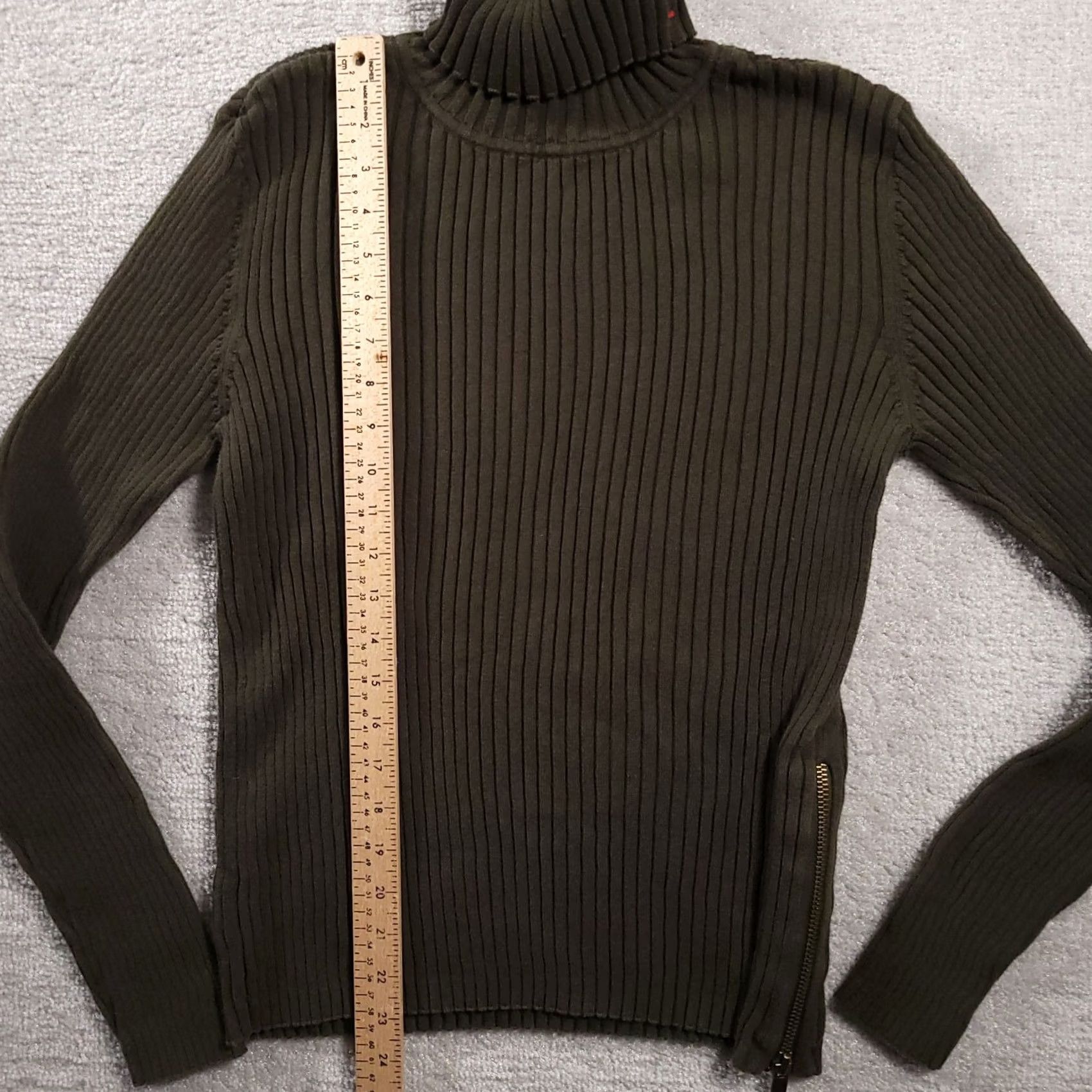 Tommy Hilfiger Tommy Hilfiger Sweater Women's XL Long Sleeve Side Zip Turtleneck Ribbed Shirt Green Size XL / US 12-14 / IT 48-50 - 6 Thumbnail