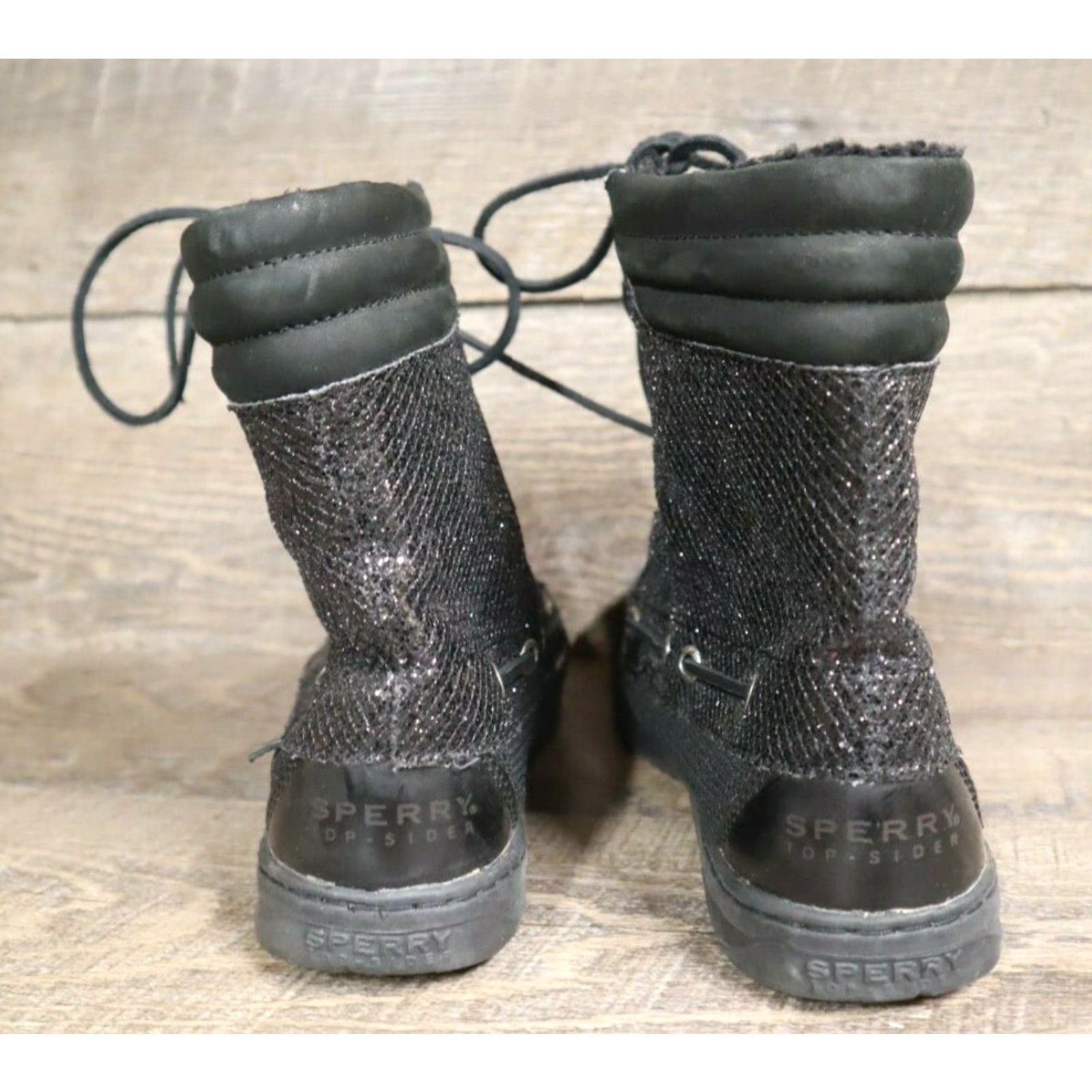 Sperry Sperry Top-Sider Womens Size 7M Black Sparkly Faux Fur Lined Boots 9173683 Size US 7 / IT 37 - 4 Thumbnail