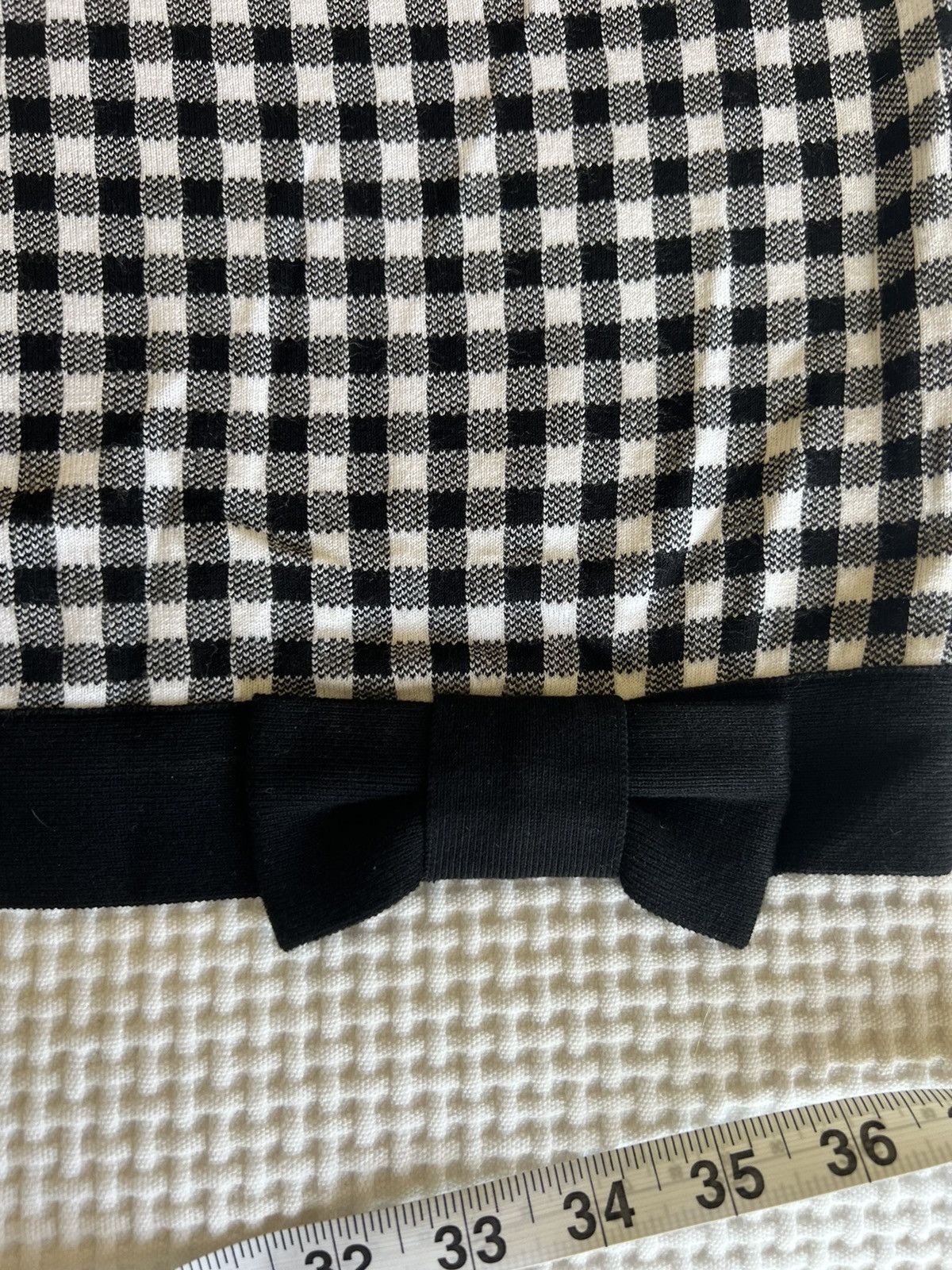 RED Valentino Red Valentino | Black & White Checked Gingham Plaid Sweater Size ONE SIZE - 5 Thumbnail