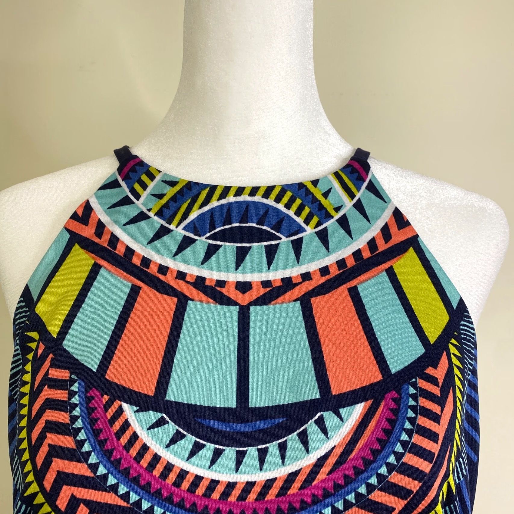 Vintage Bailey Blue Maxi Dress Womens Large Blue Geometric Tribal African Stretch Party/Cocktail Casual Travel Size L / US 10 / IT 46 - 5 Thumbnail