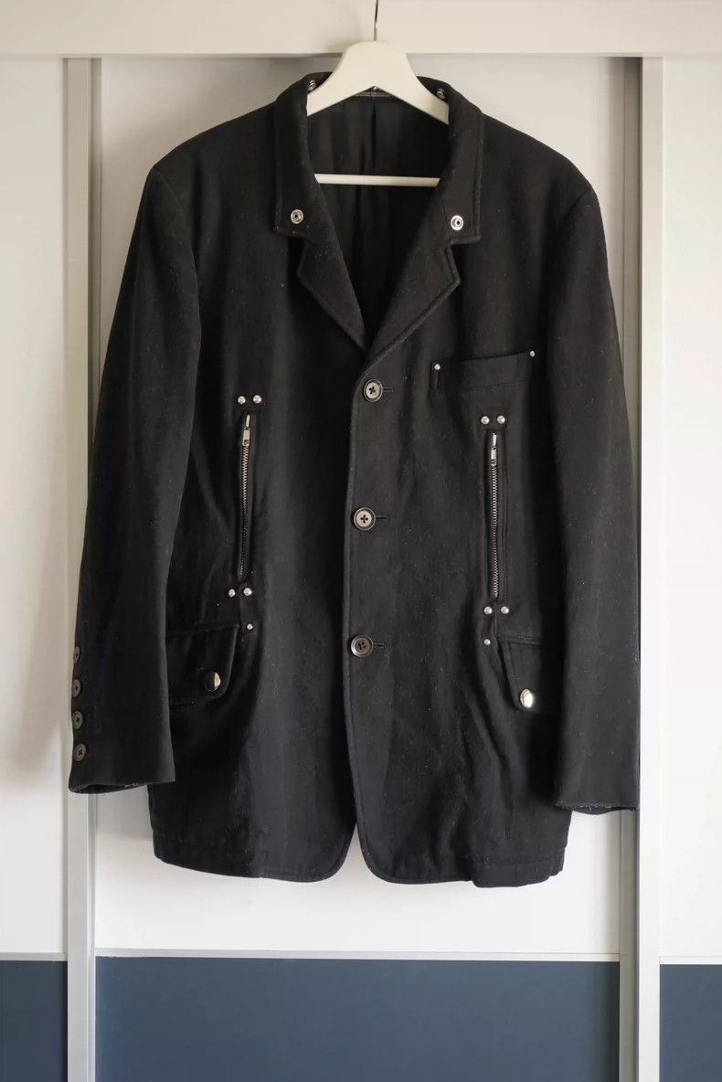 Yohji Yamamoto Yohji Yamamoto Yohji Yamamoto Black Jacket with Fur Collar Size US XS / EU 42 / 0 - 2 Thumbnail