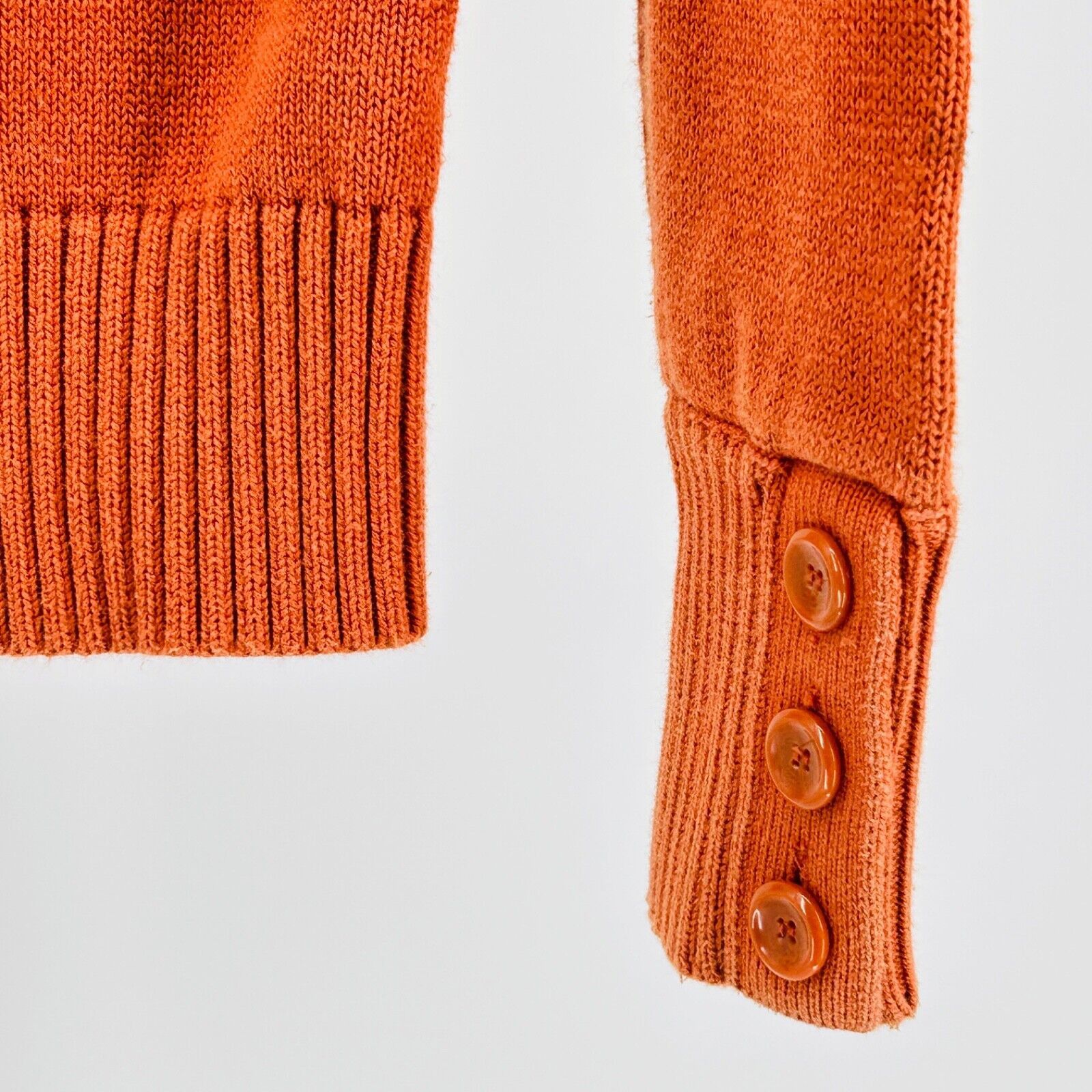 Vintage August Silk Burnt Orange 100% Cotton Half Button Turtleneck Size M / US 6-8 / IT 42-44 - 3 Thumbnail