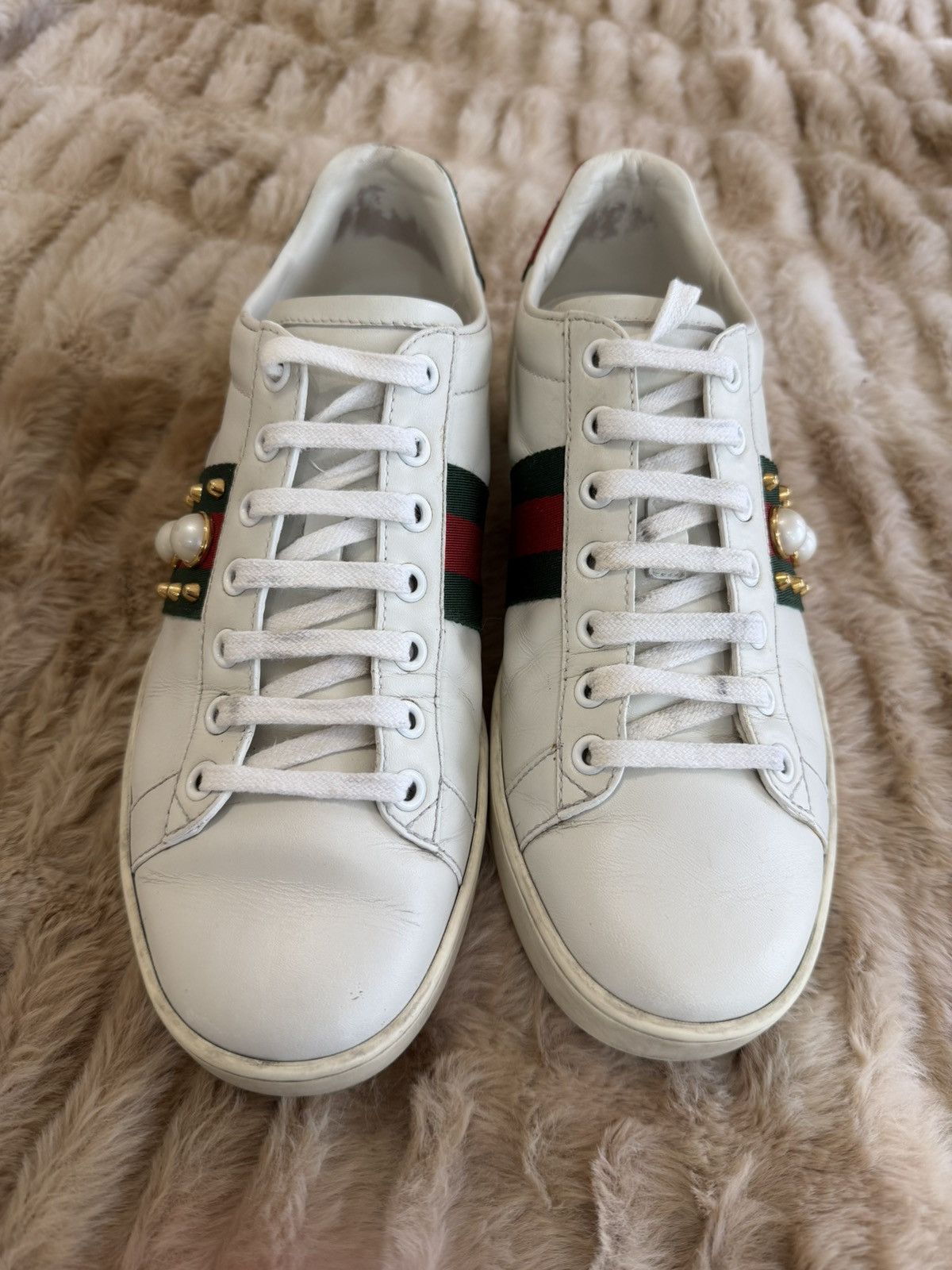 Gucci Gucci Ace Embellished Leather Size US 7.5 / IT 37.5 - 2 Thumbnail
