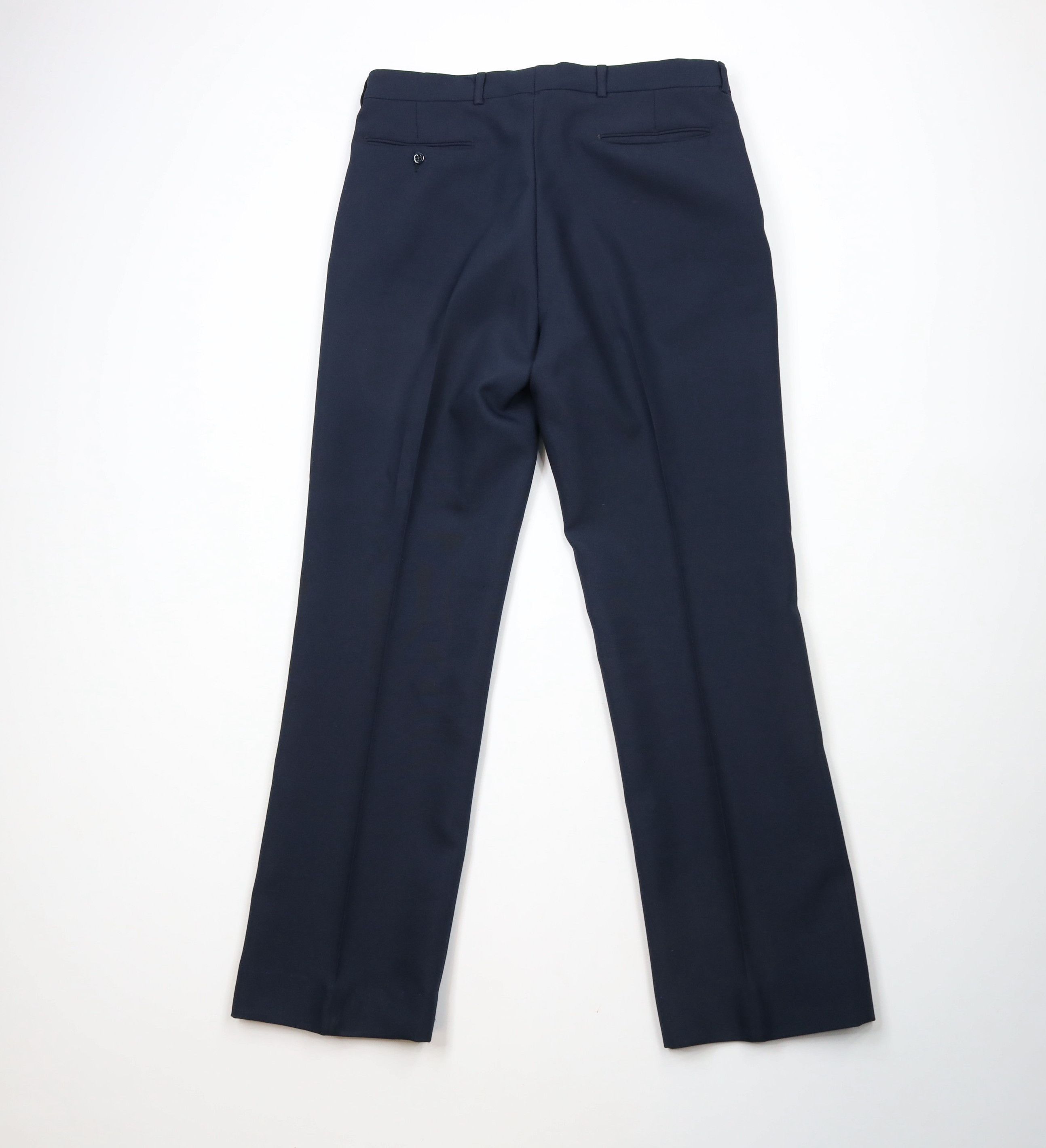 Vintage Vintage 70s Streetwear Flared Wide Leg Chino Pants Navy Blue Size US 35 - 9 Thumbnail