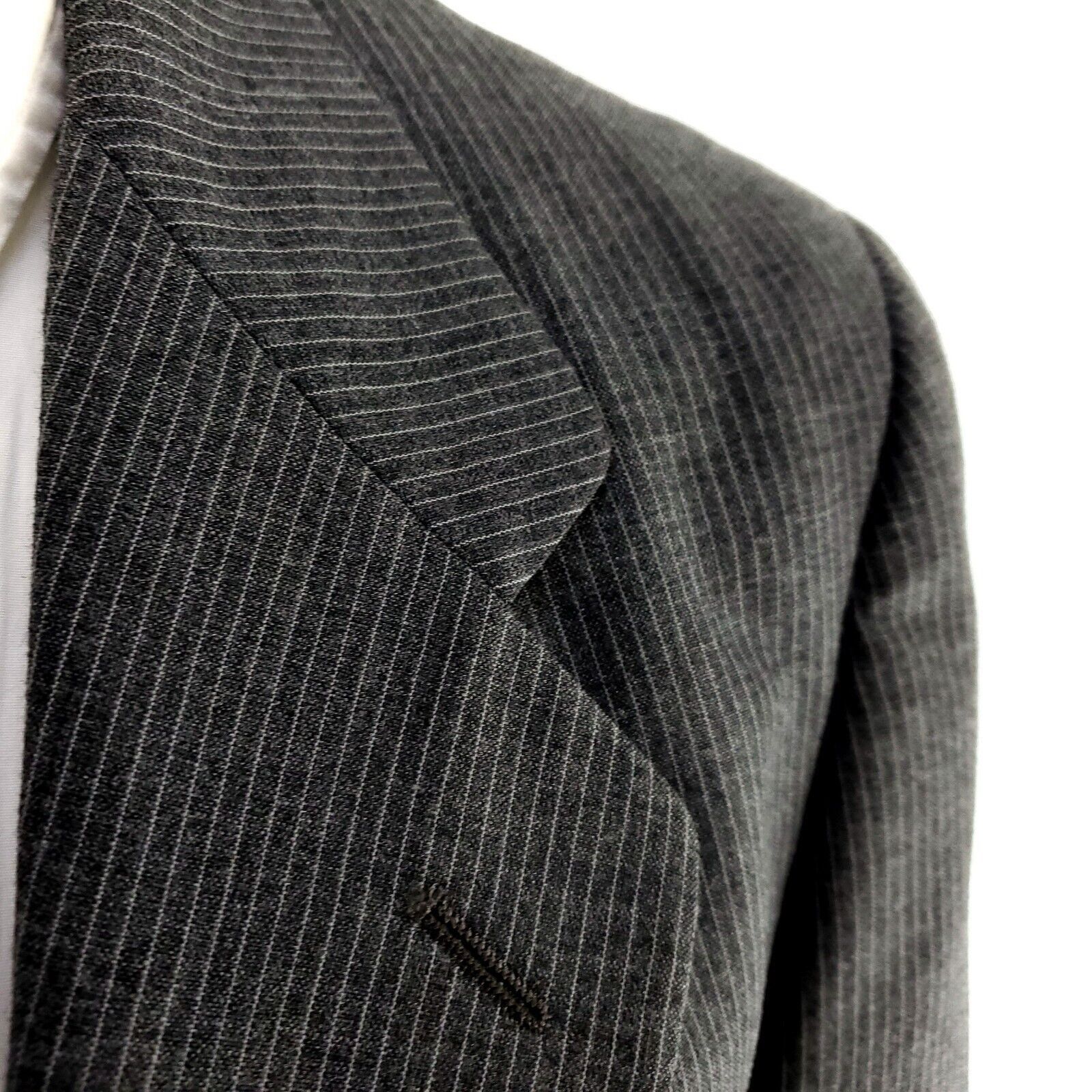Oleg Cassini Oleg Cassini Wool 2 Button 2 Piece Suit 40S Gray Striped 38/ Size 40S - 2 Thumbnail