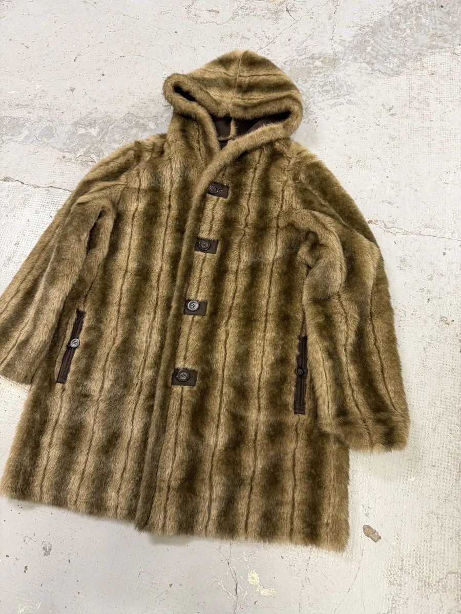 Balmain Balmain Beige Faux Fur & Brown Leather Reversible Hooded Coat Size US L / EU 52-54 / 3 - 5 Thumbnail